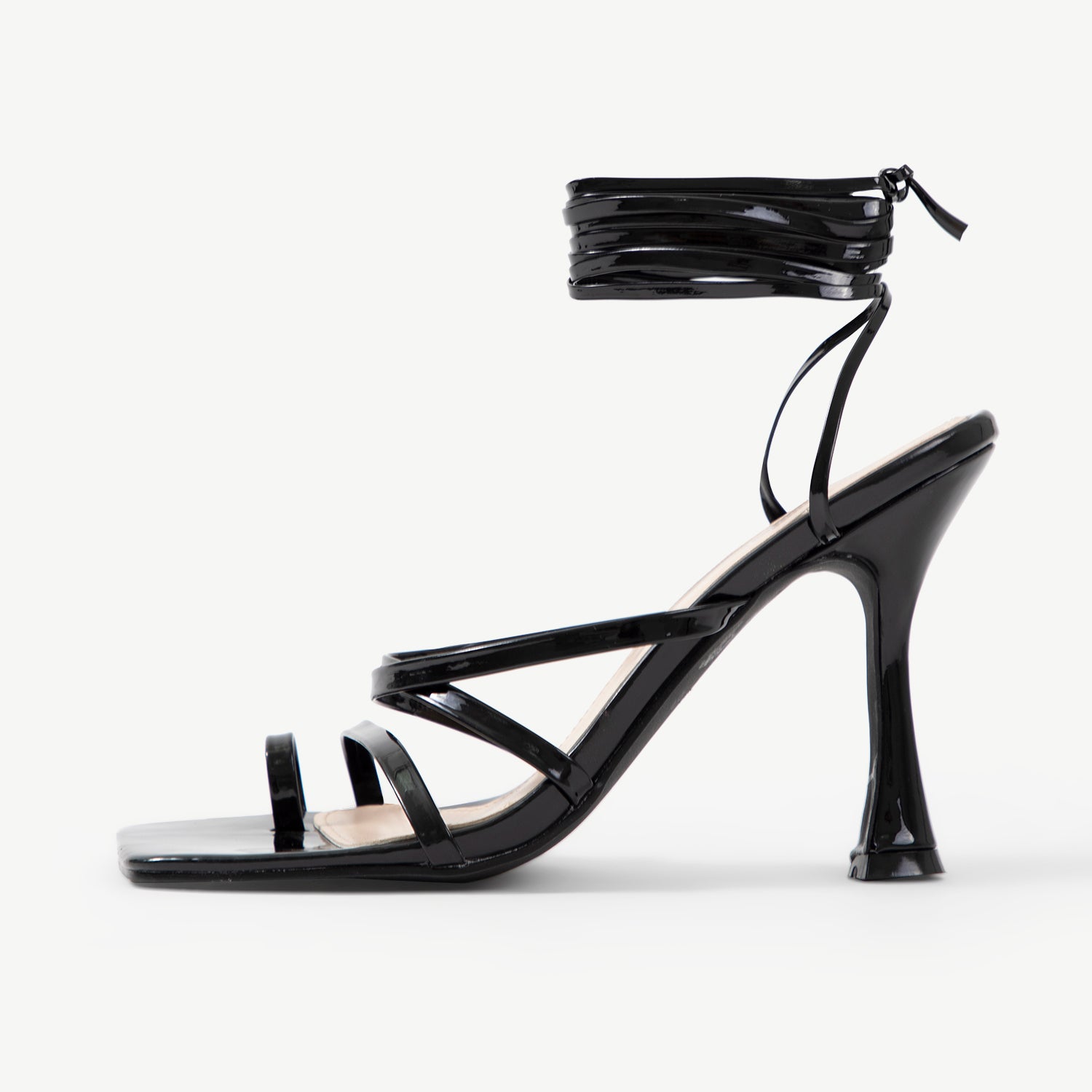 RAID Avika Strappy Heels In Black Metallic