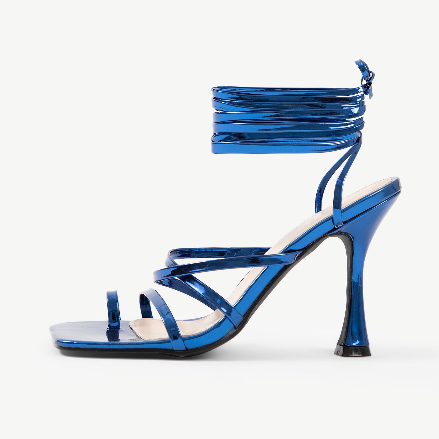RAID Avika Strappy Heels In Blue Metalic