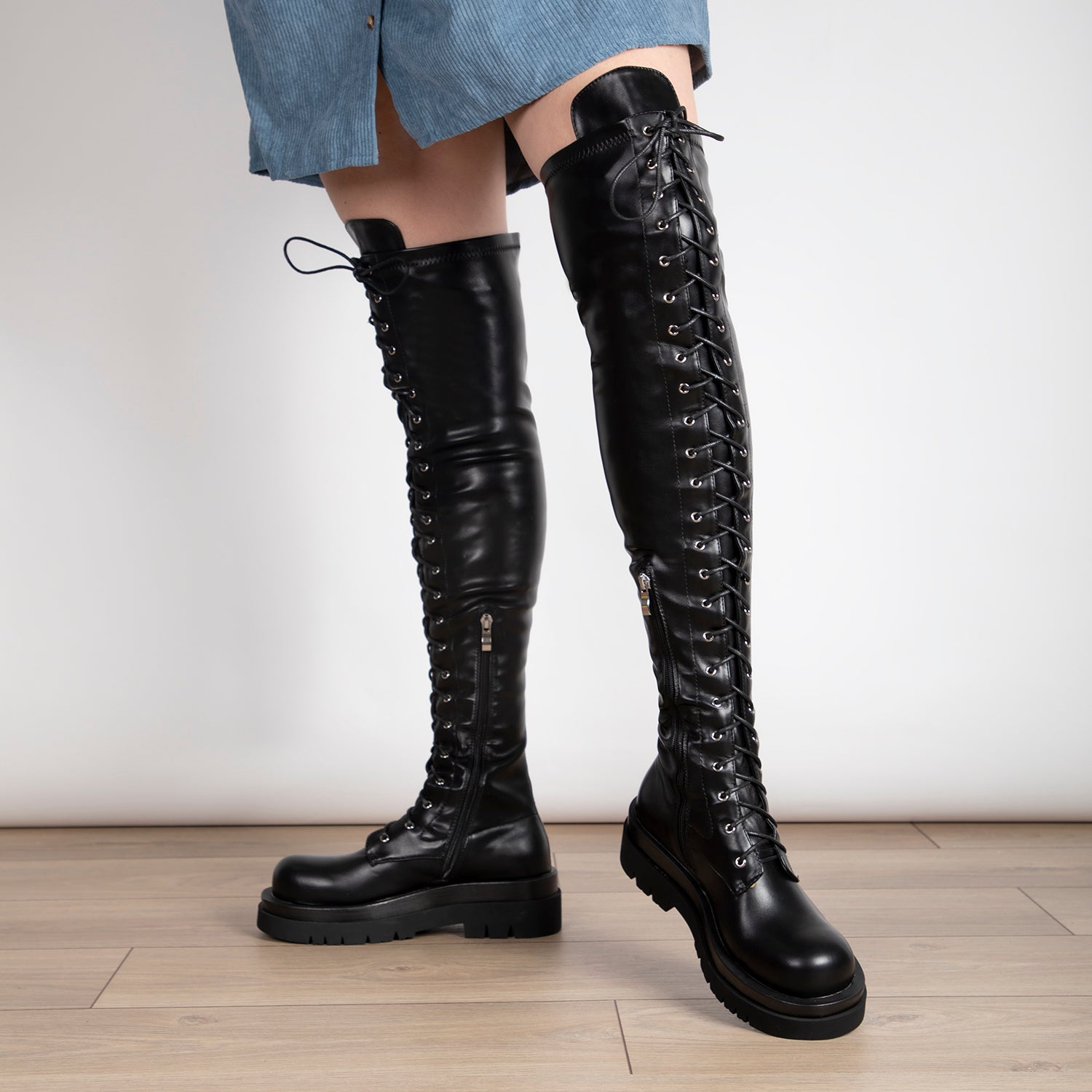 RAID Bernice Over the Knee Boot in Black
