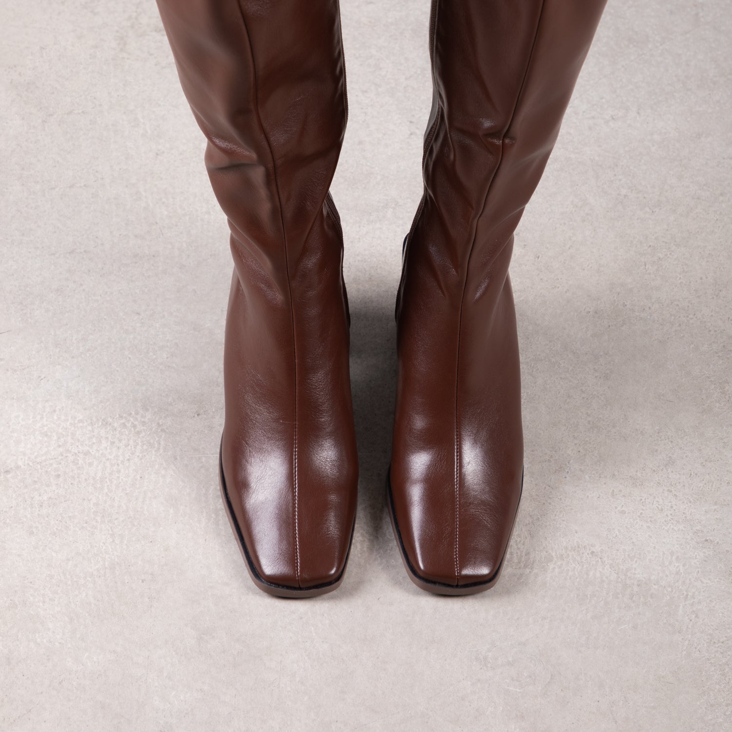 RAID Flick Block Heeled Long Boot in Chocolate