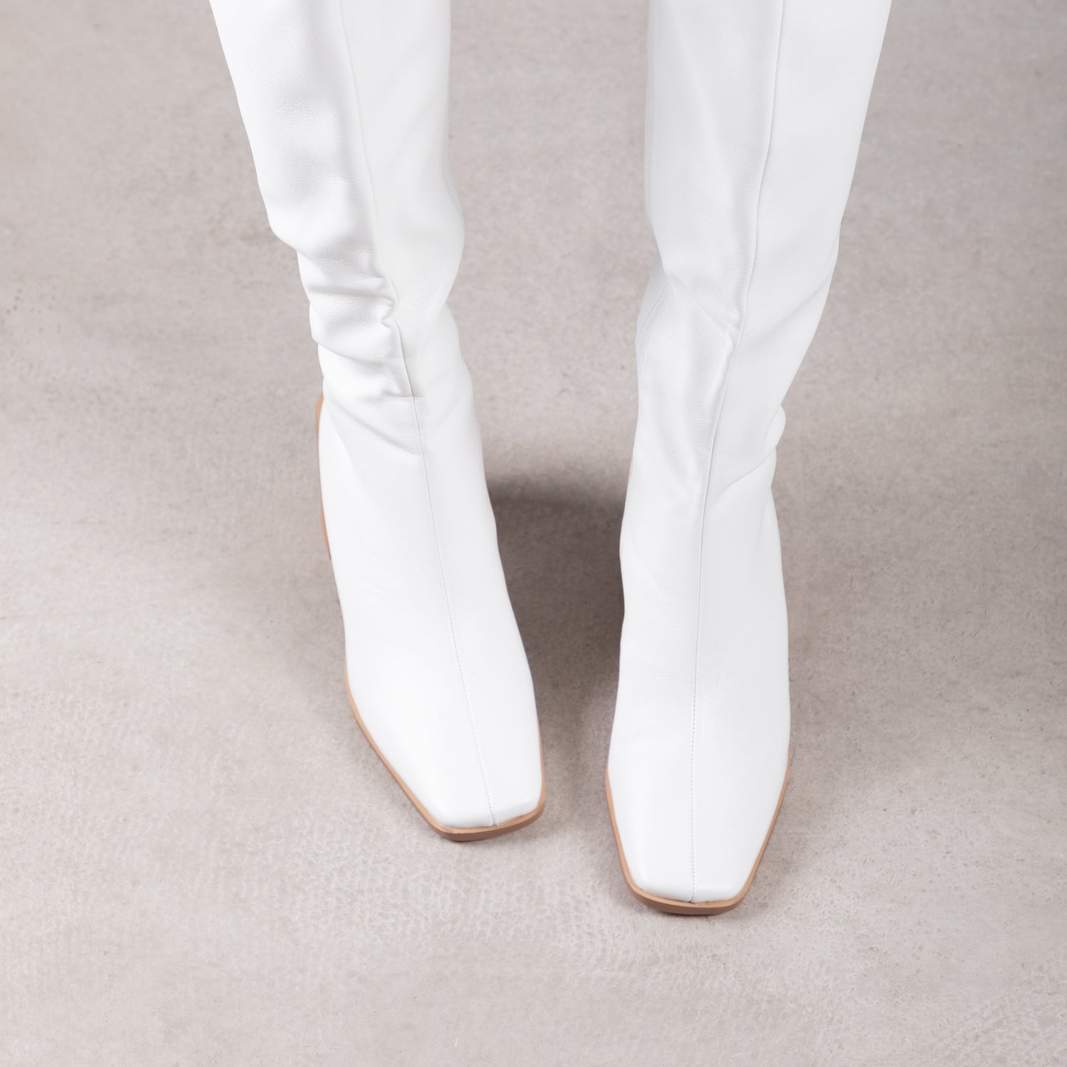 RAID Blick Block Heeled Long Boot in Off White