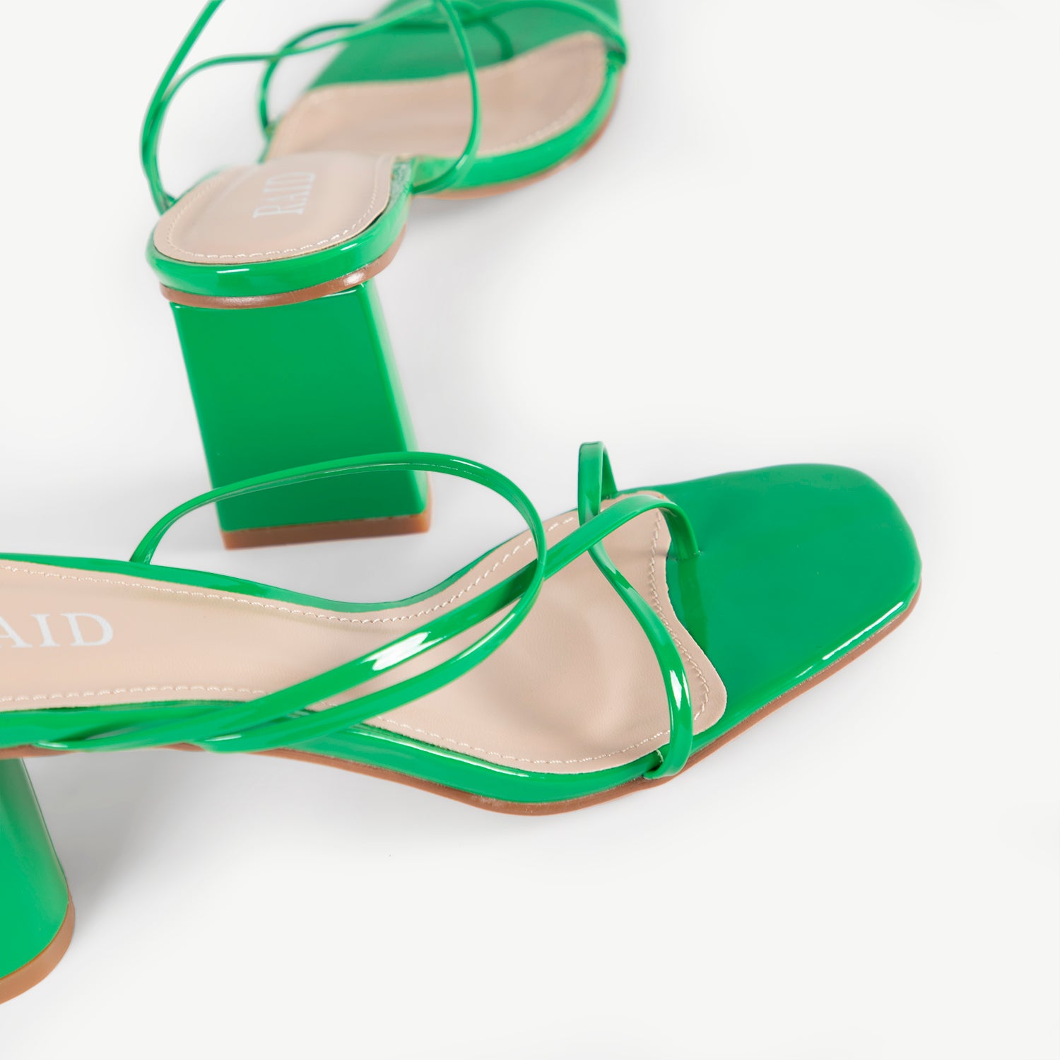 RAID Brioni Heeled Sandal in Green Patent