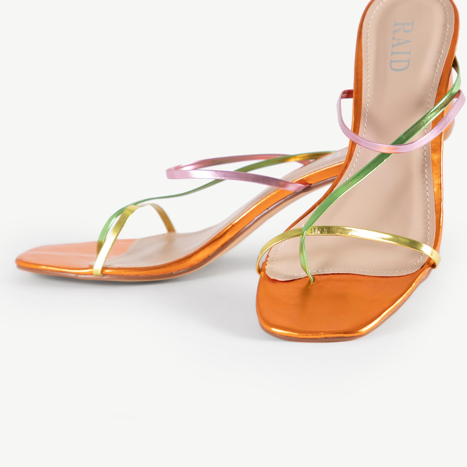 RAID Brioni Heeled Sandal in Orange Multi