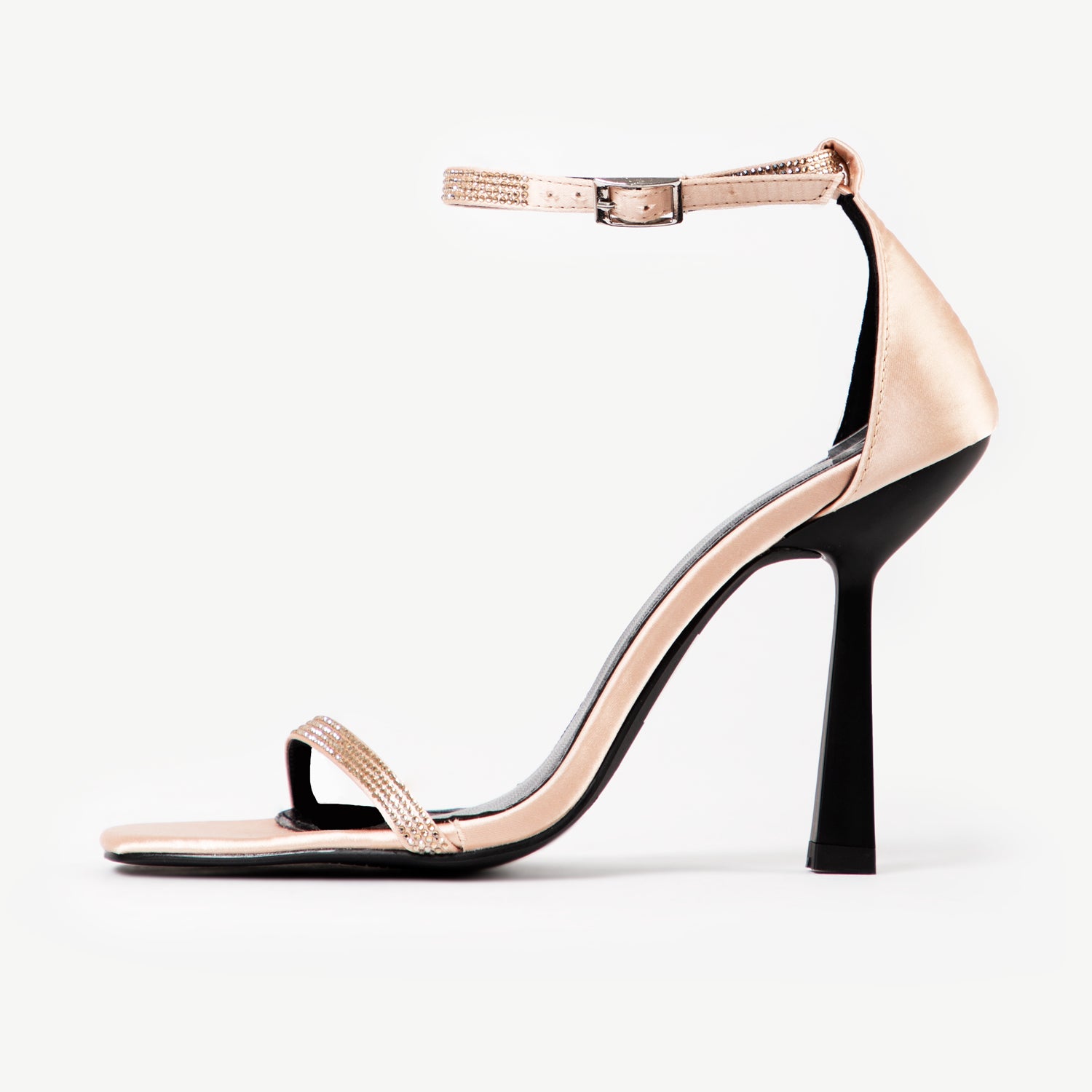 BEBO Cassidy Heeled Sandal in Champagne Satin