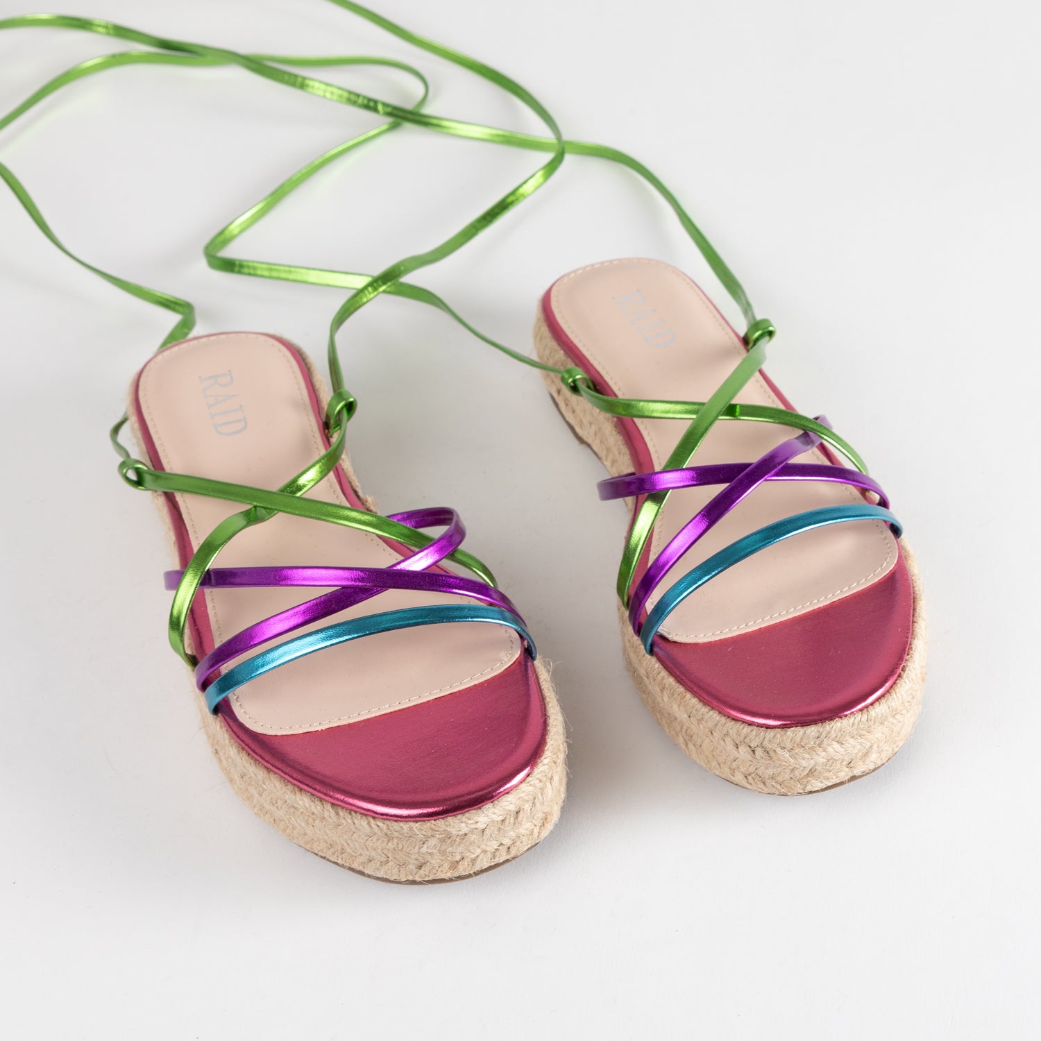 RAID Claudine Lace Up Espadrille in Pink