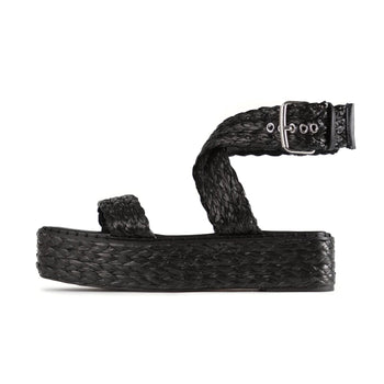 RAID Crystal Sandal in Black Raffia