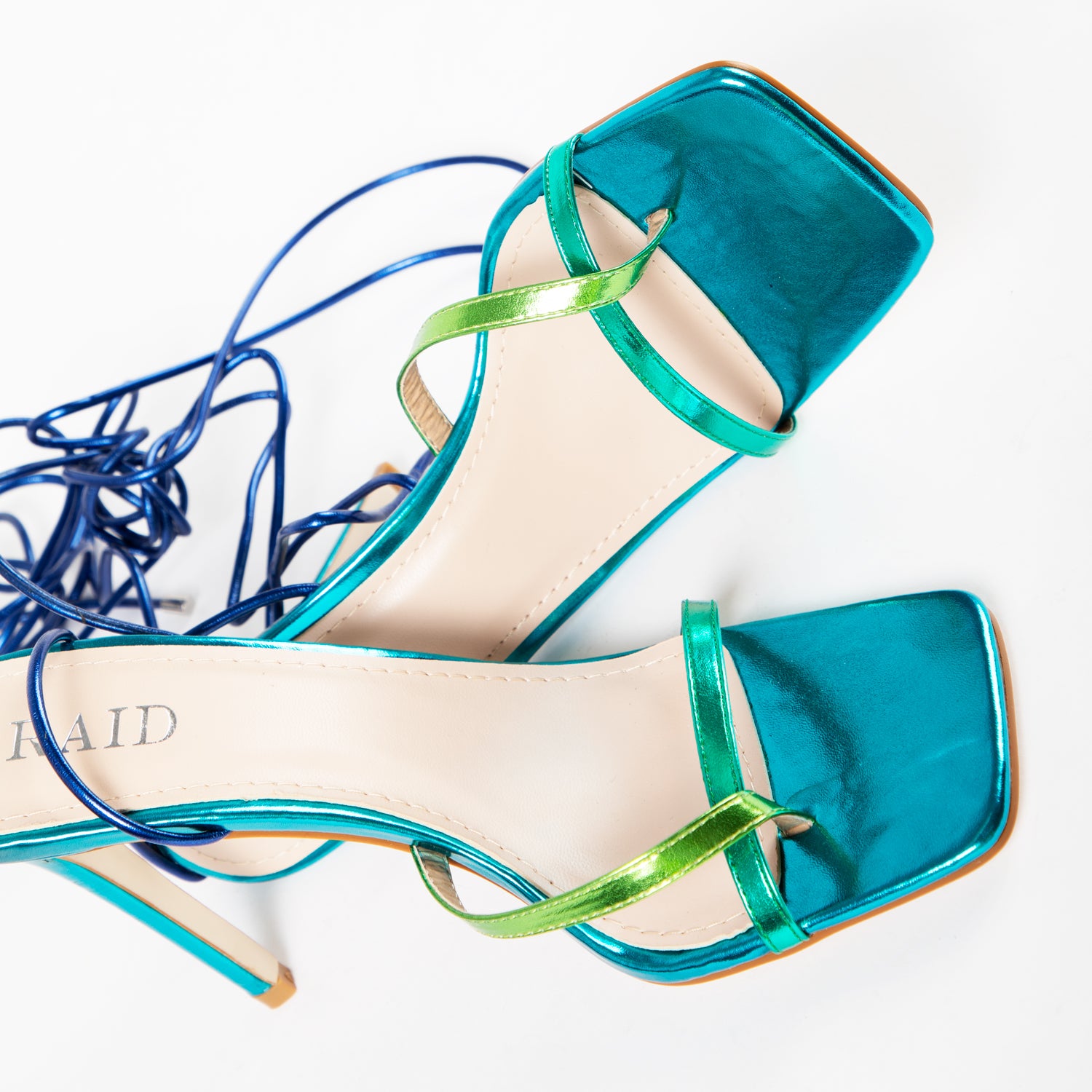 RAID Donelle Lace Up Heel in Blue Multi