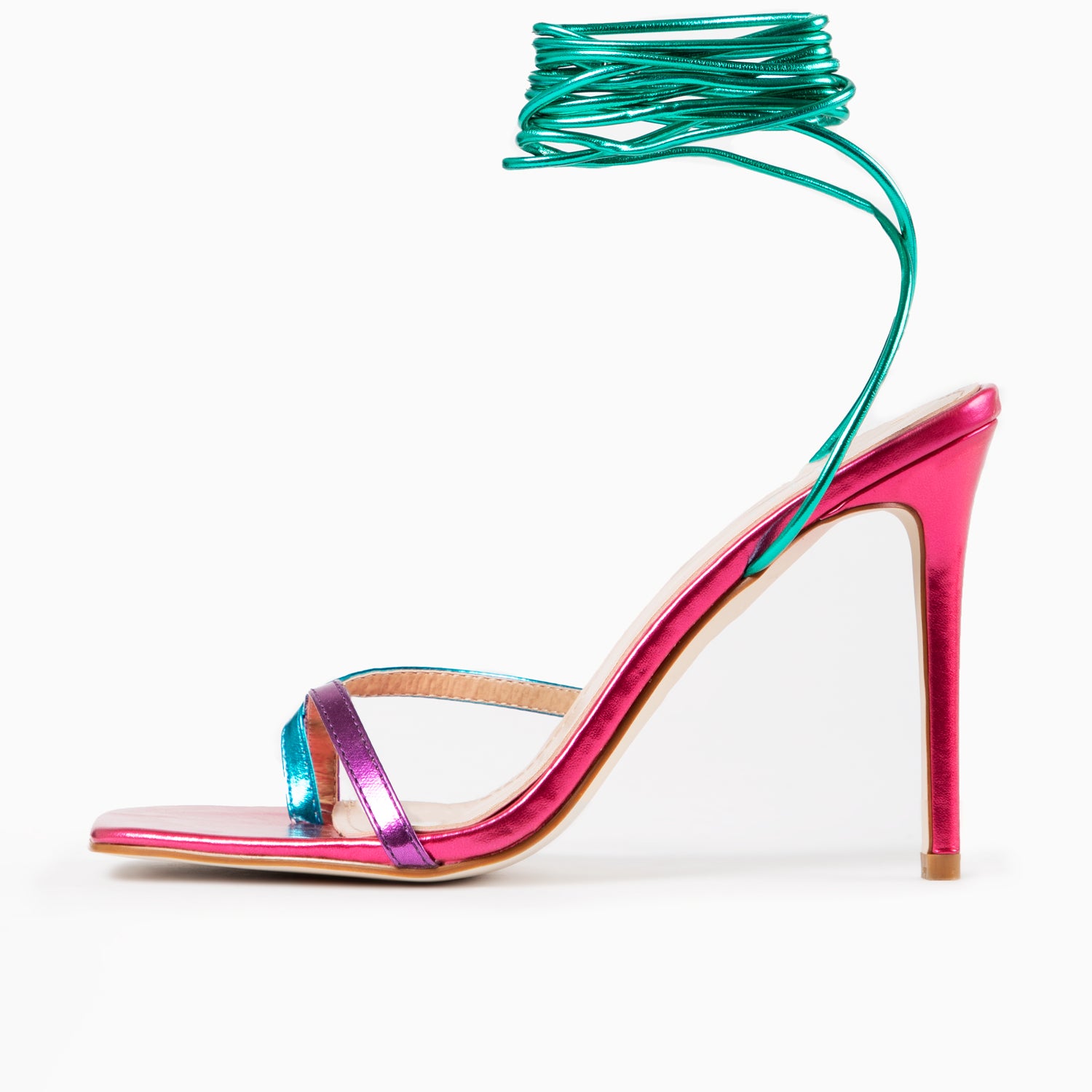 RAID Donelle Lace Up Heel in Pink Multi