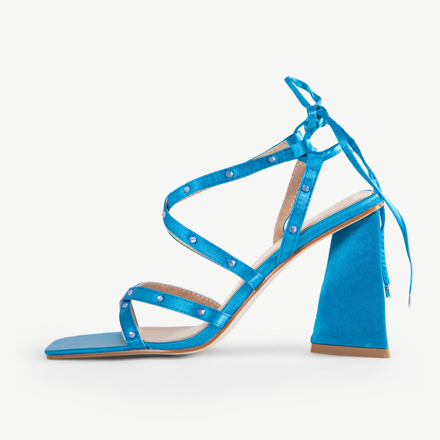 RAID Elnora Embellished Strappy Block Heel In Blue