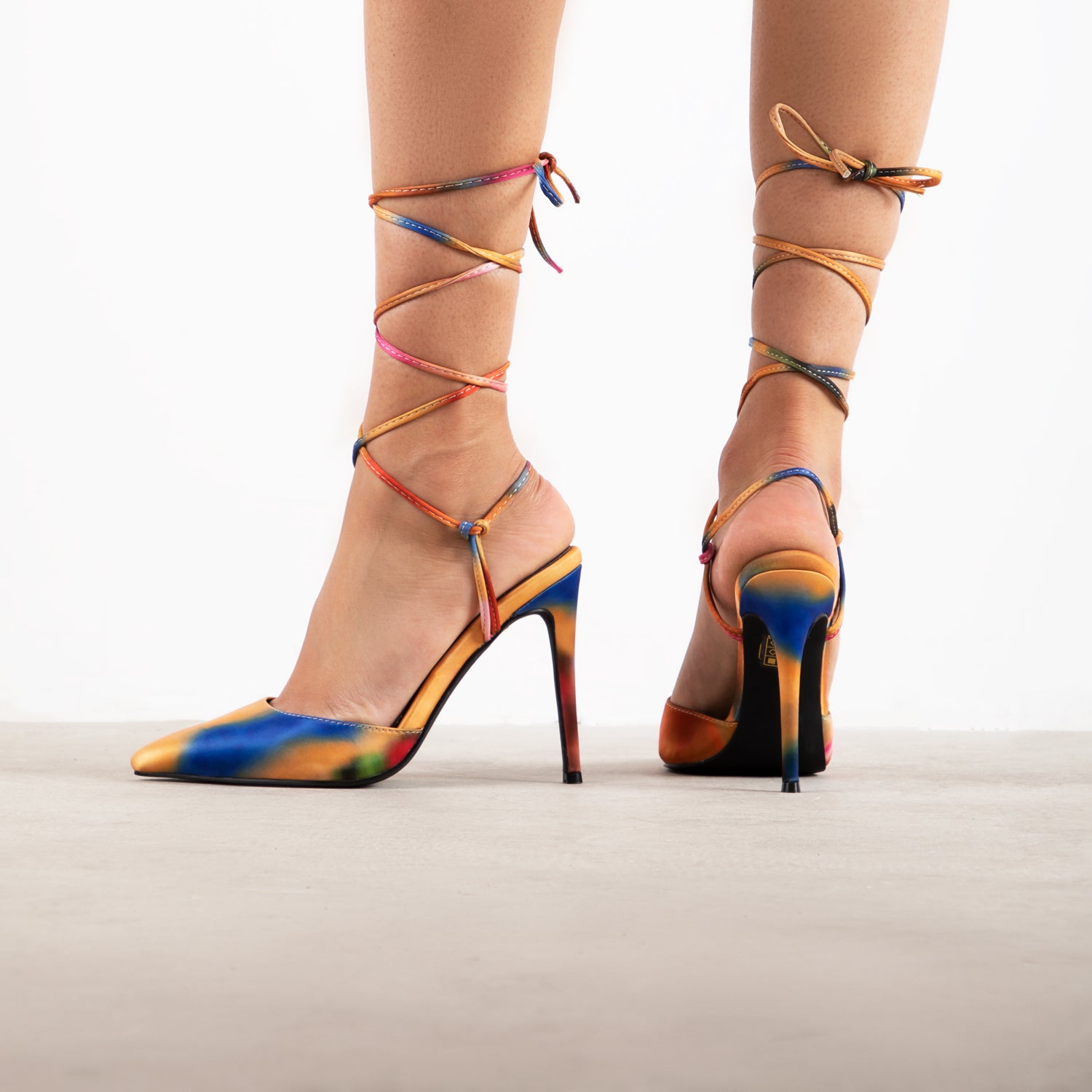 RAID Ember Strappy Heel in Orange Multi