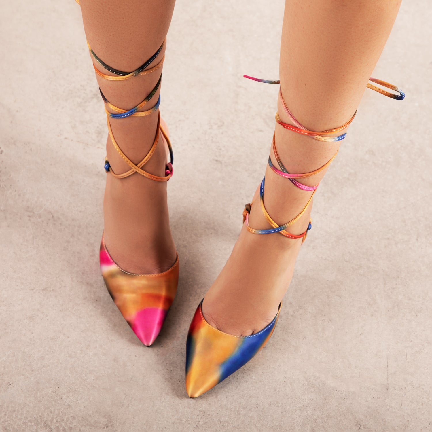 RAID Ember Strappy Heel in Orange Multi