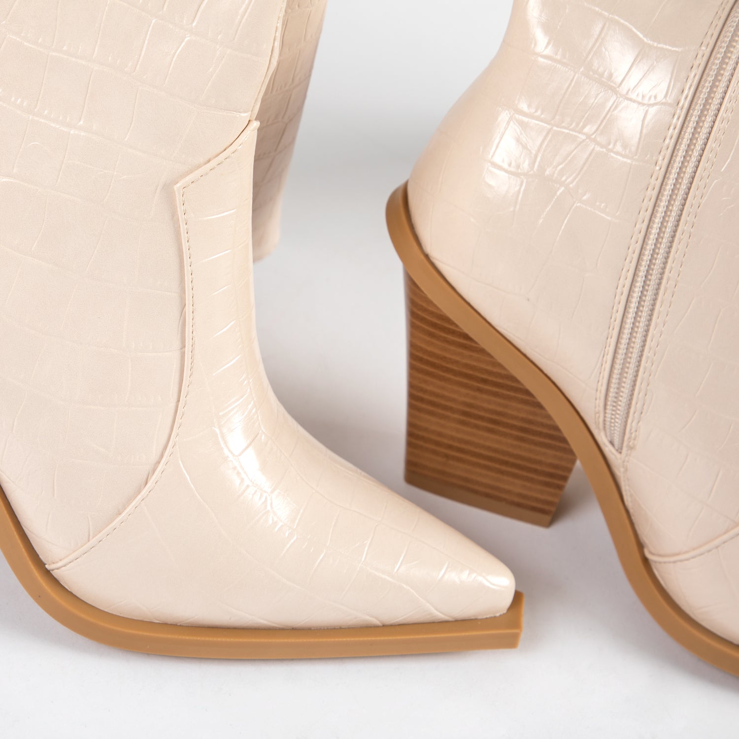RAID Enrique Western Long Boot In Off White Croc