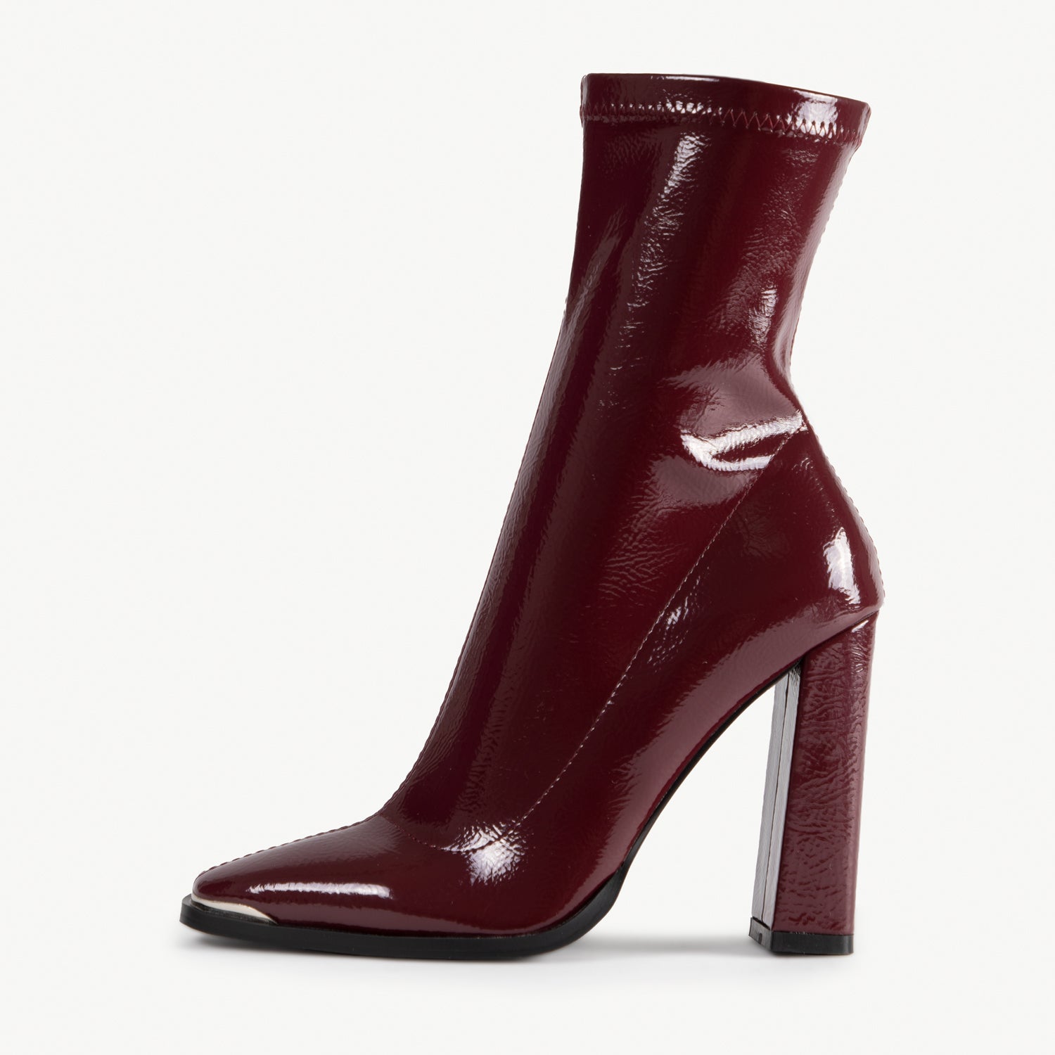 RAID Faith Block Heeled Ankle Boot in Dark Red