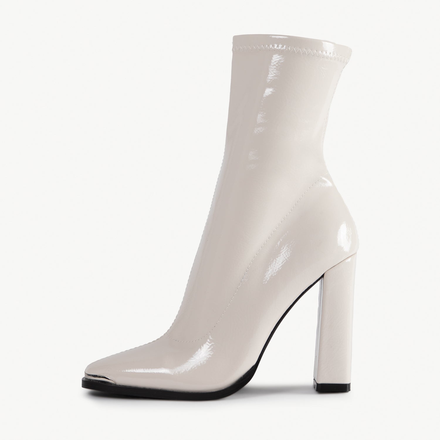 RAID Faith Block Heeled Ankle Boot in Off White