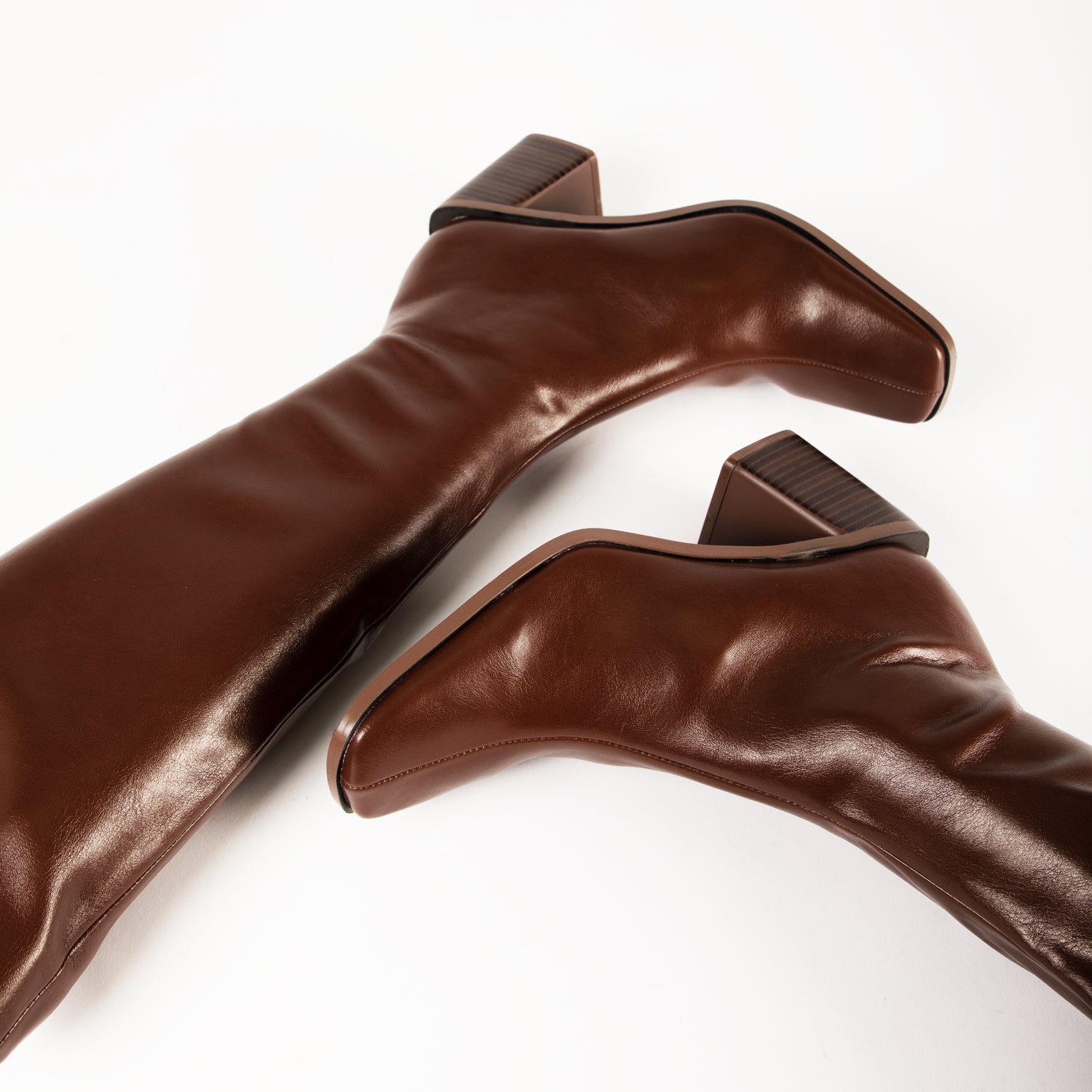 RAID Flick Block Heeled Long Boot in Chocolate