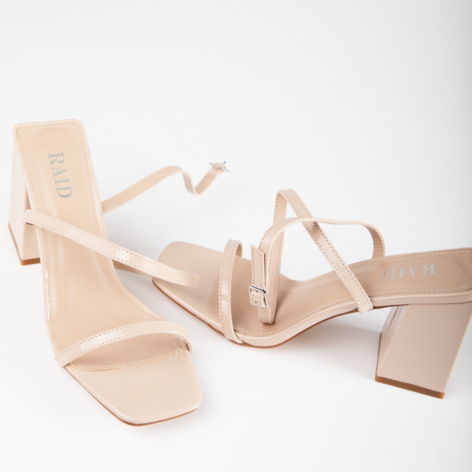 RAID Garry Block Heel Sandal in Nude Patent