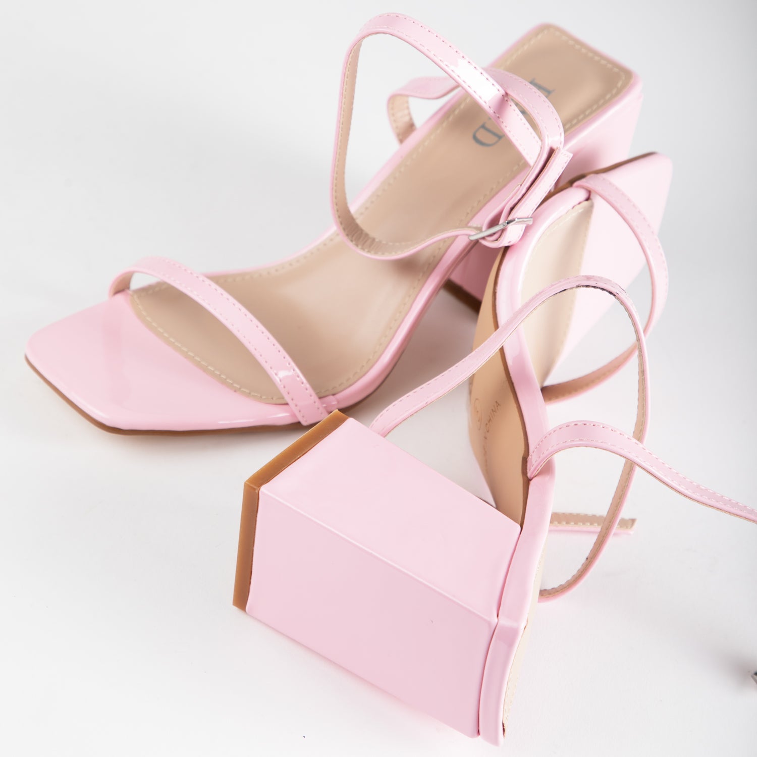 RAID Garry Block Heel Sandal in Pink Patent