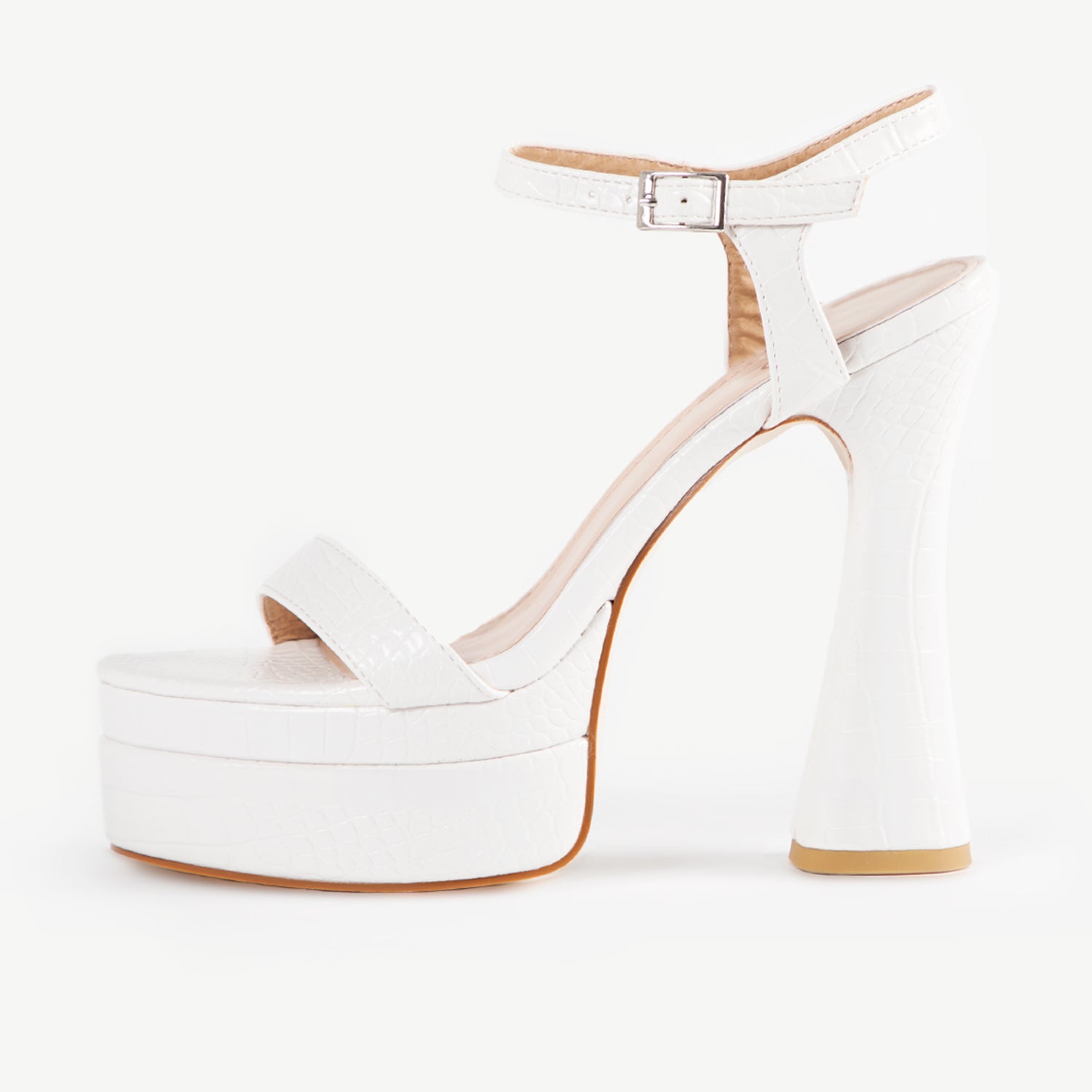 RAID Gracelyn Platform Heel in White Croc