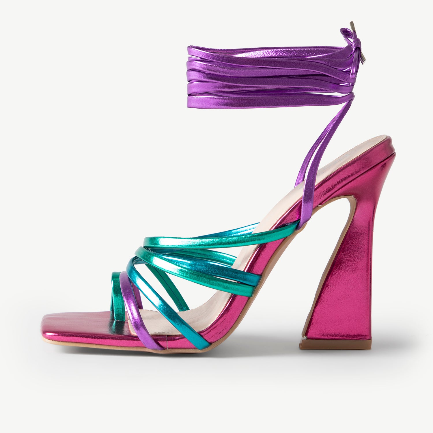 BEBO Harperr Lace Up Heel in Pink Multi