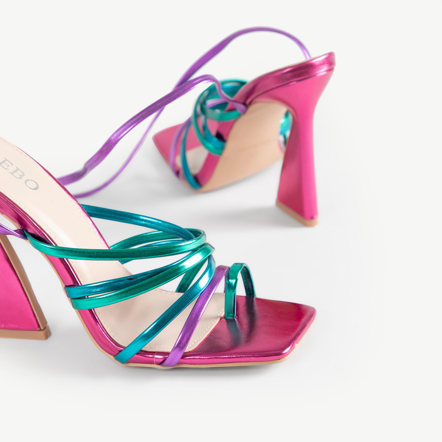 BEBO Harperr Lace Up Heel in Pink Multi