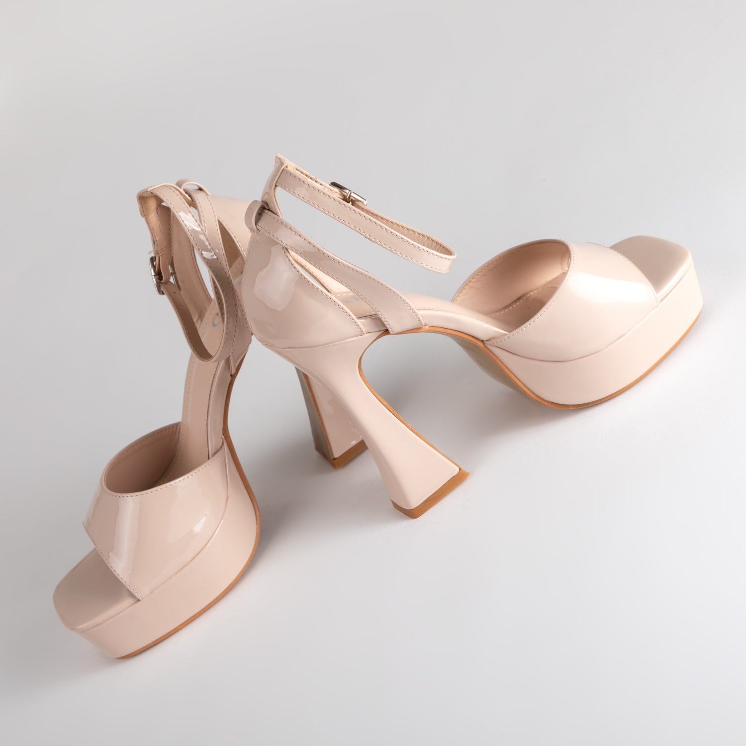 RAID Hope Platform Heels in Nude Patent