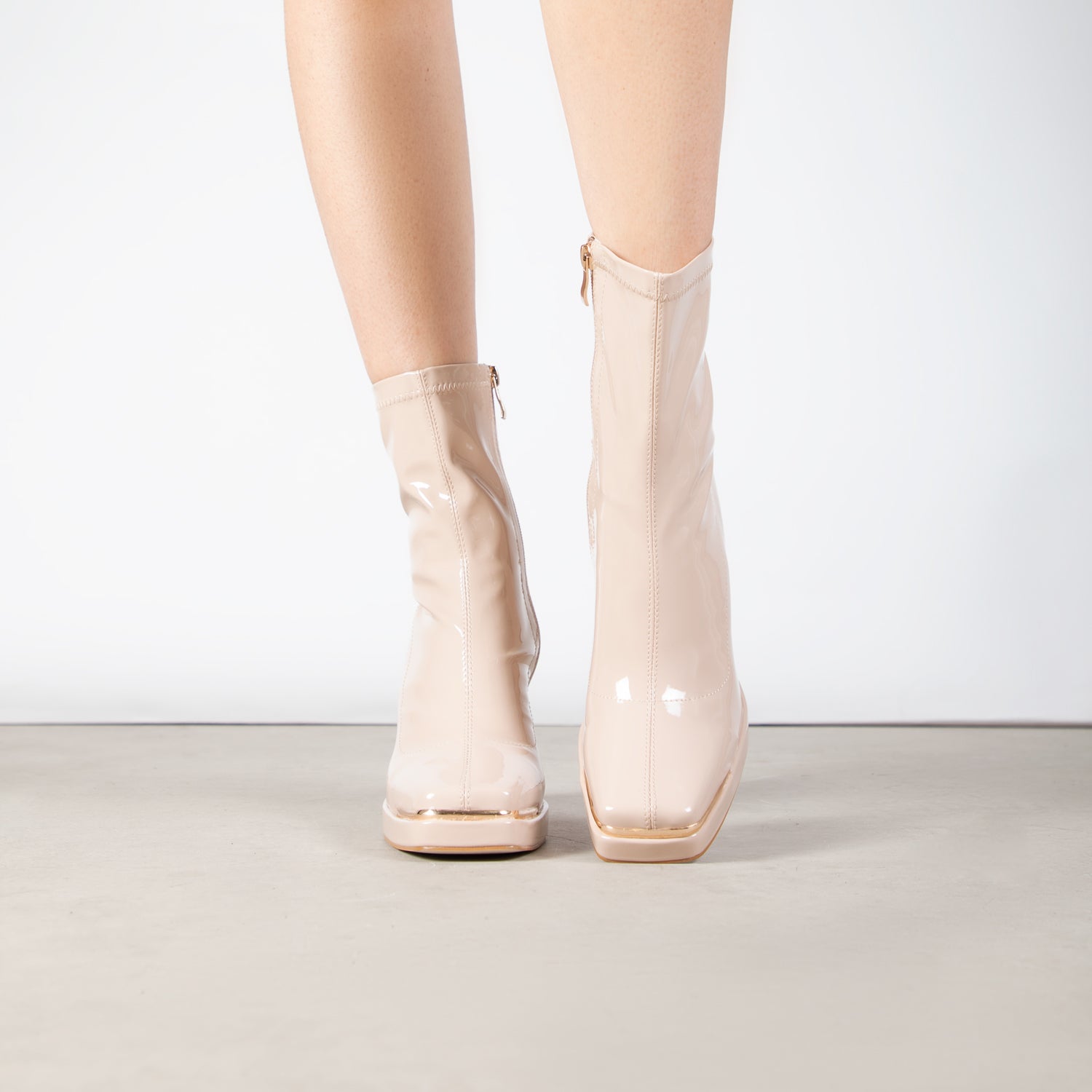 RAID Hunter Ankle Boot in Nude Patent