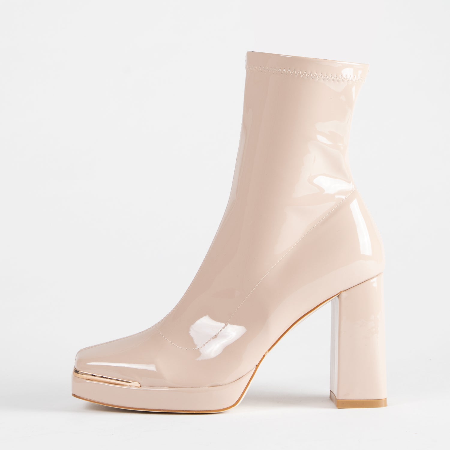 RAID Hunter Ankle Boot in Nude Patent