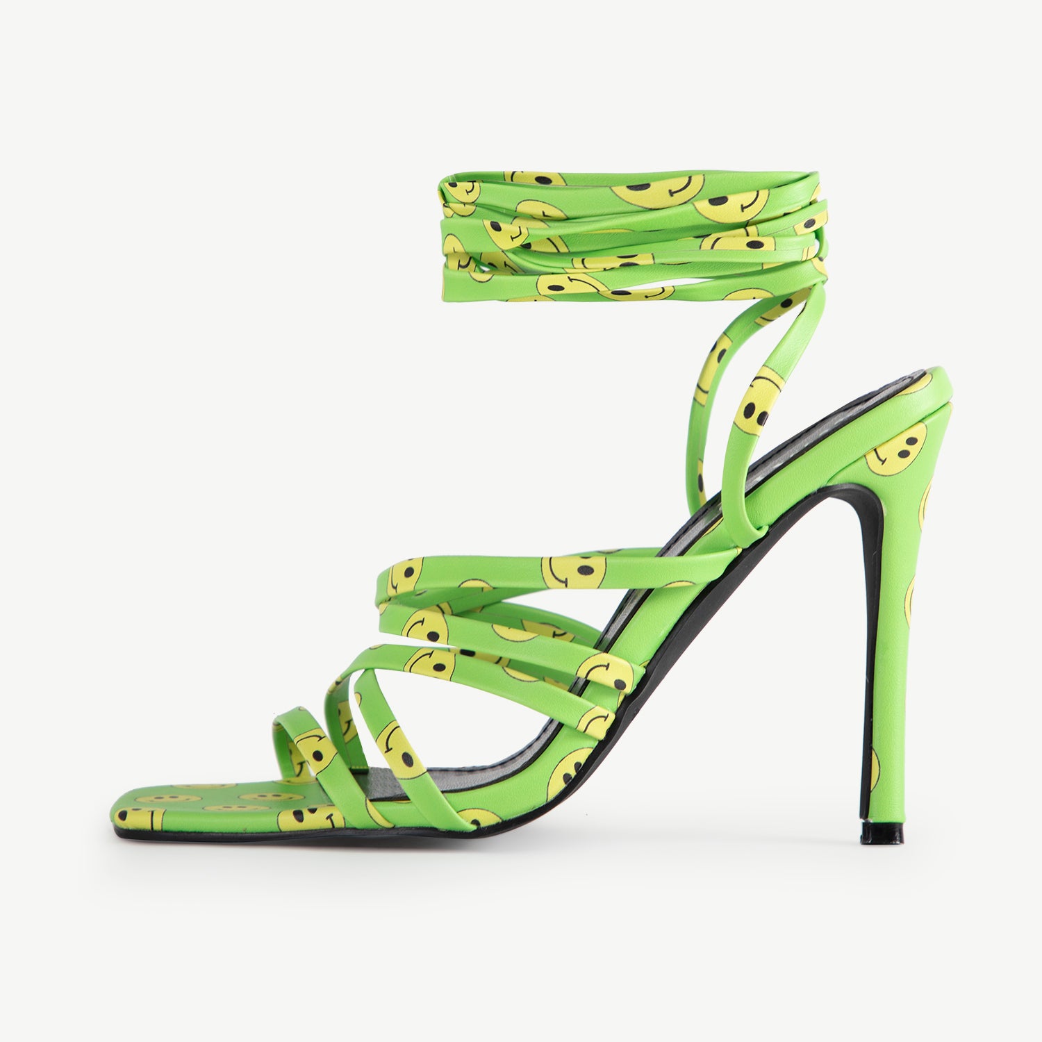 RAID Irena Strappy Heeled Sandal In Green Smiley