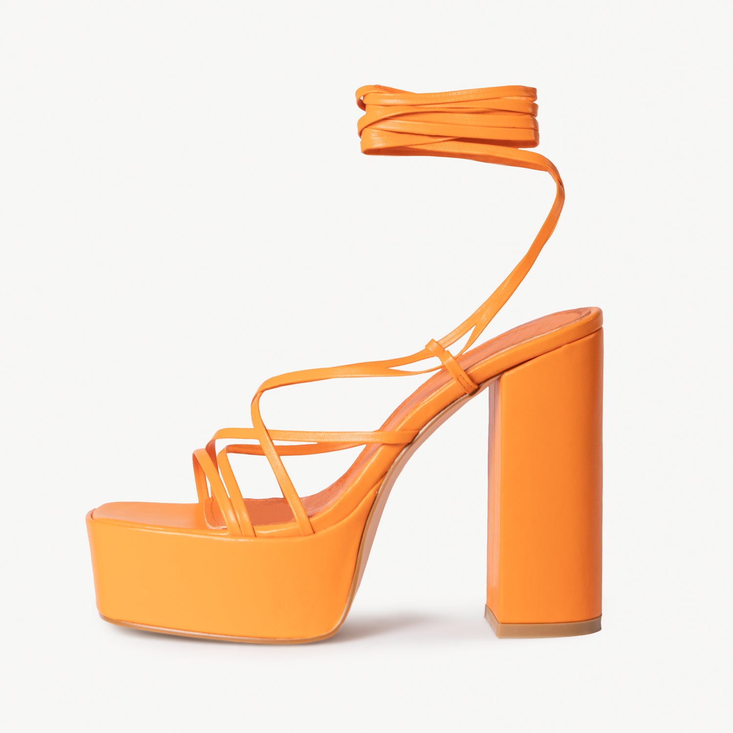 RAID Jennifer Lace Up Platform Heel in Orange