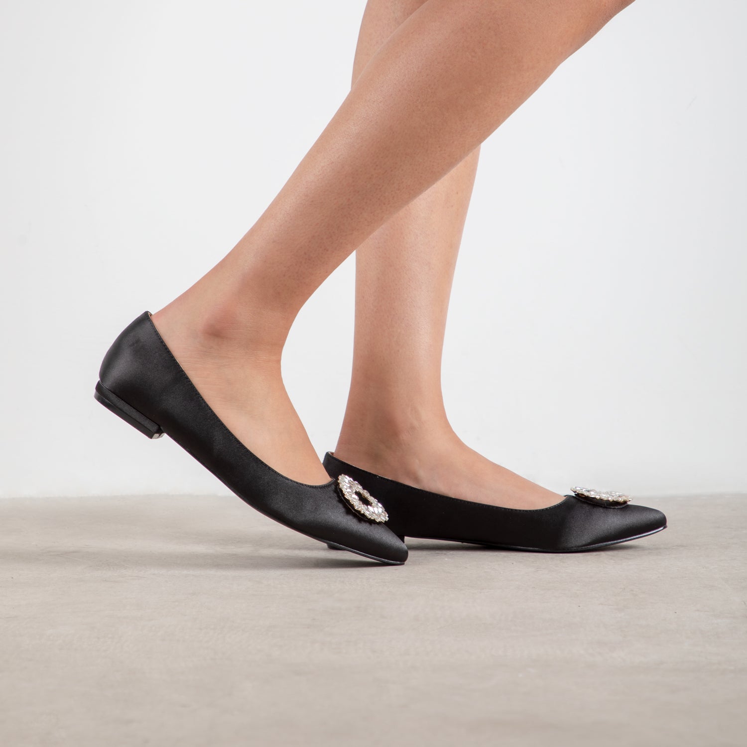 RAID Jennika Flat Shoe in Black Satin