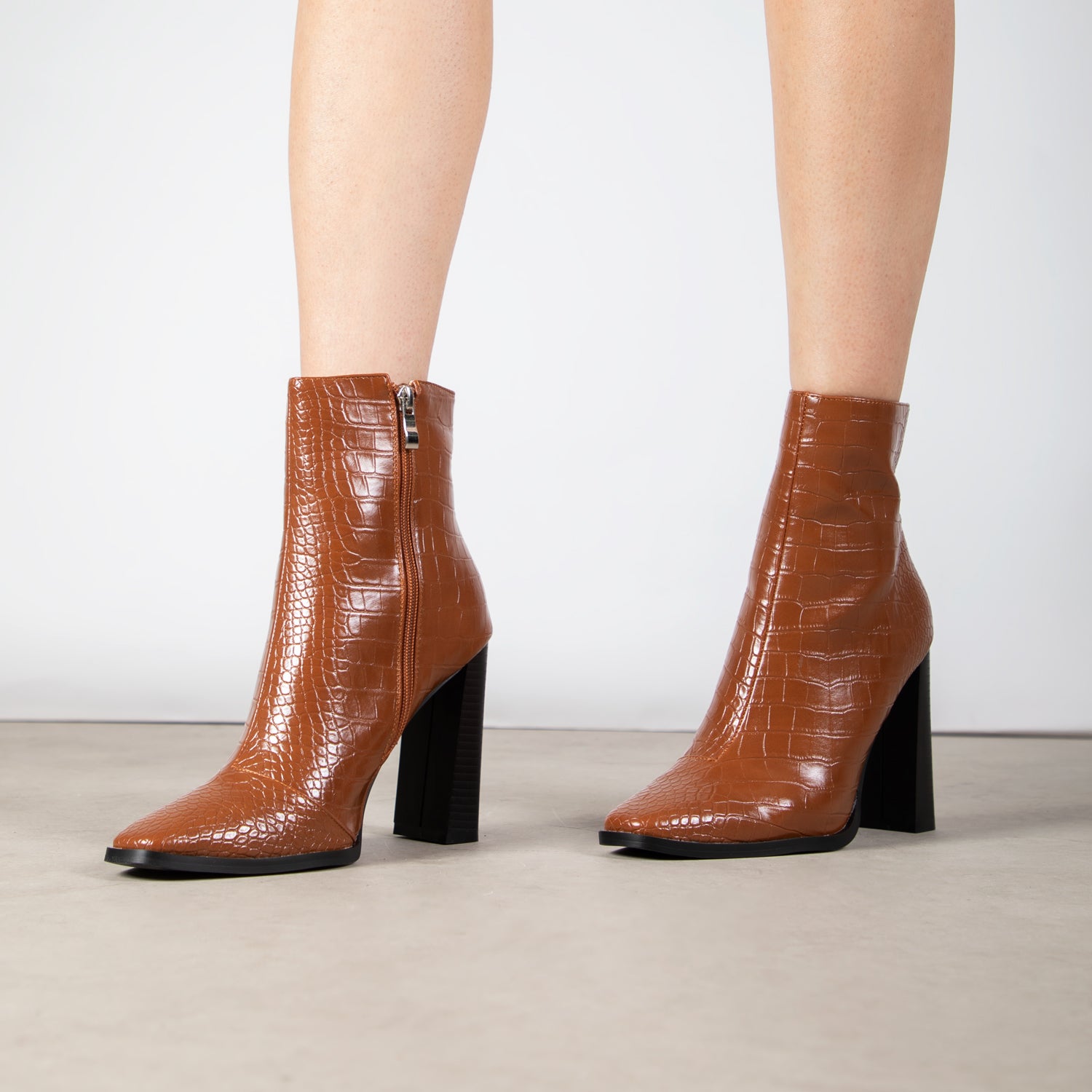 RAID Keena Ankle Boot in Tan Croc