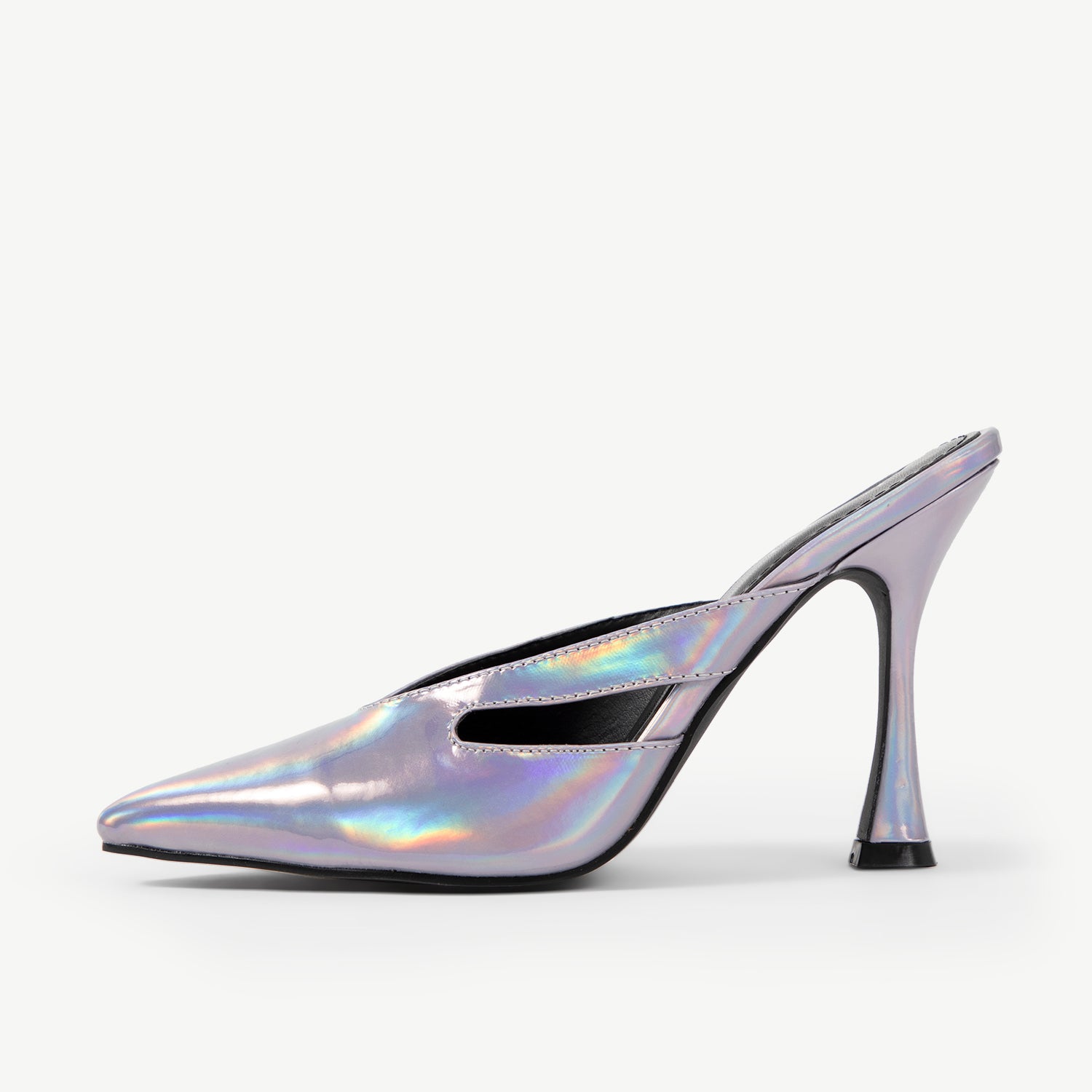 RAID Kinsley Heeled Mule in Silver Holographic