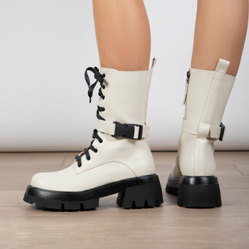 RAID Lenya Chunky Ankle Boot in Cream