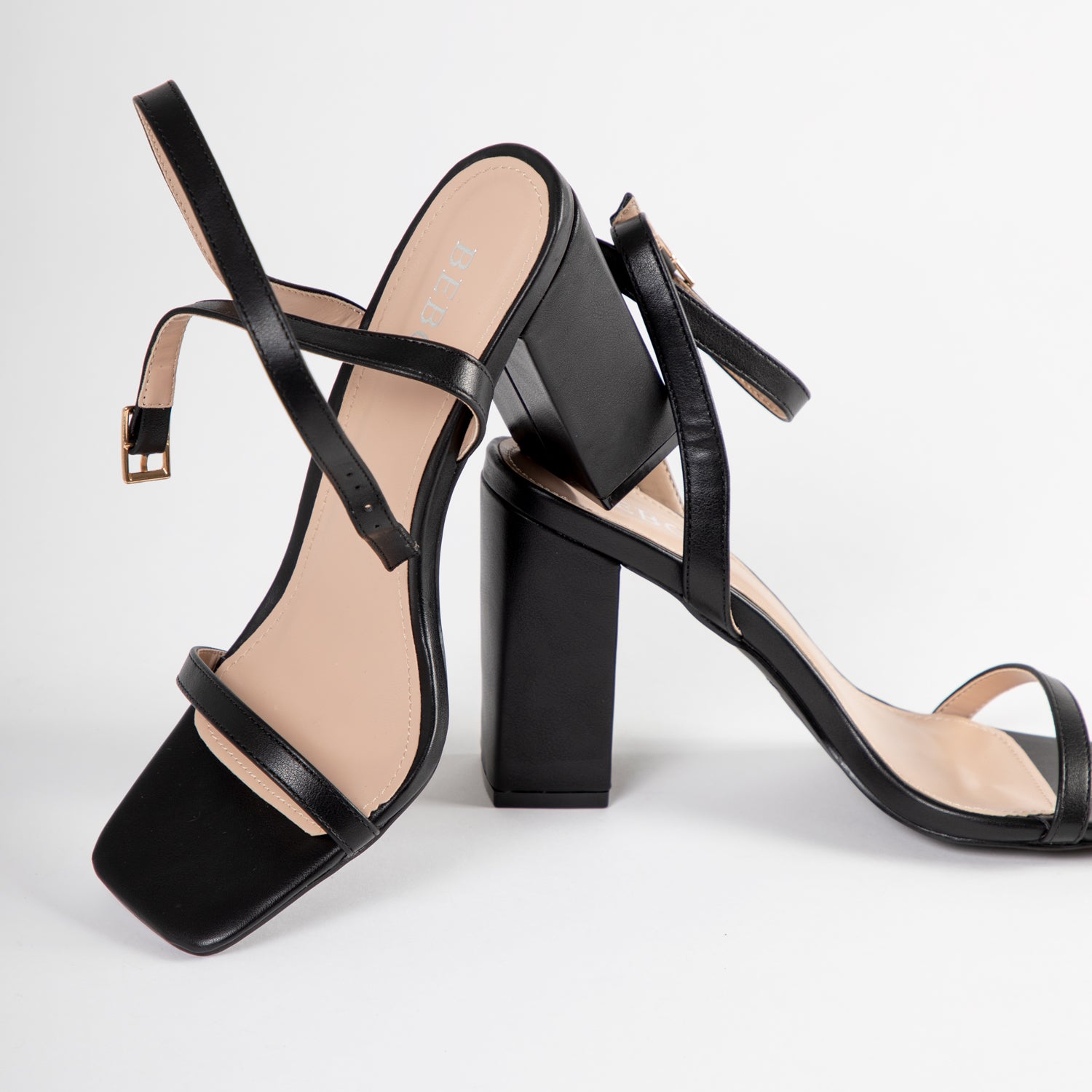 BEBO Macro Block Heeled Sandal in Black