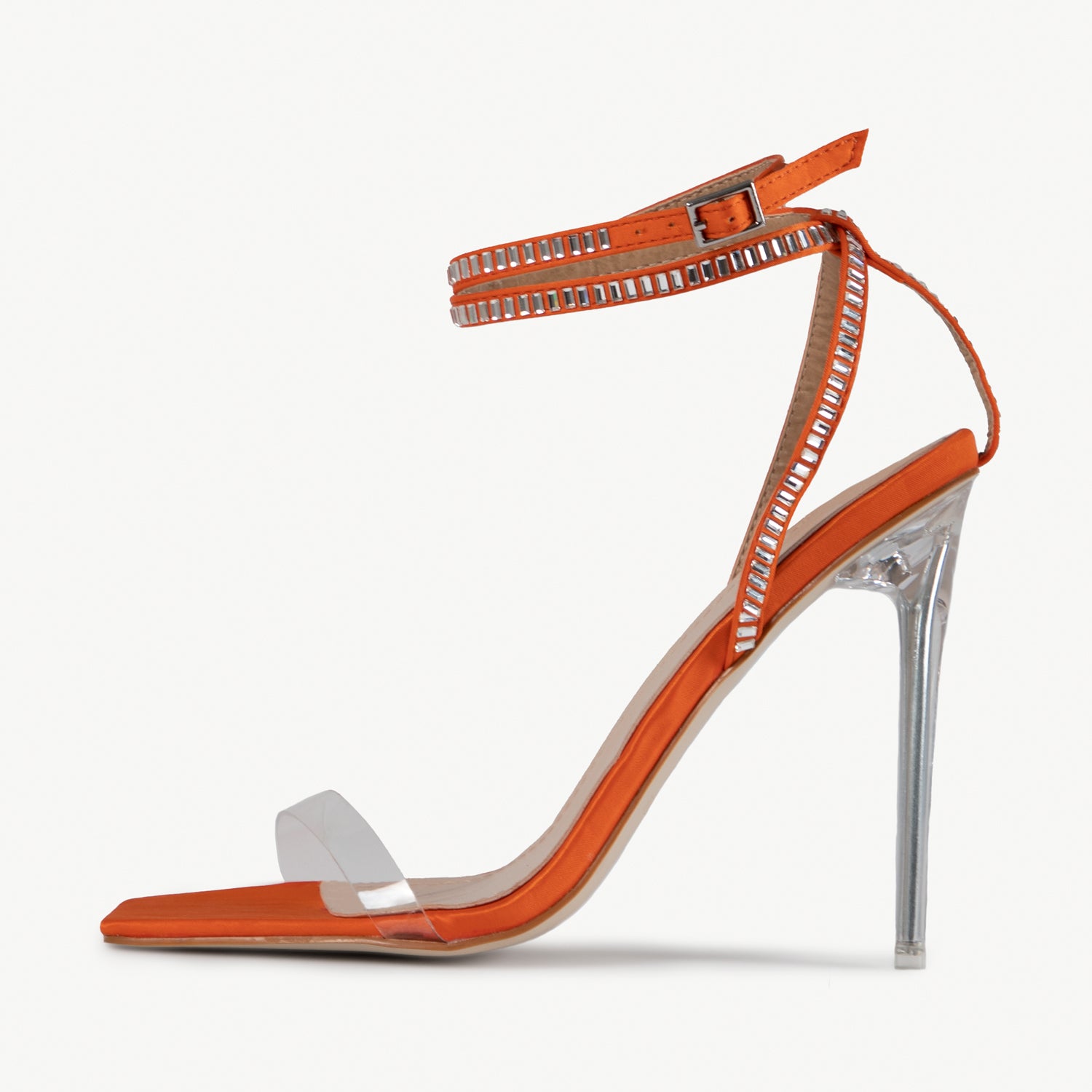 RAID Madrona Strappy Heel in Orange Satin