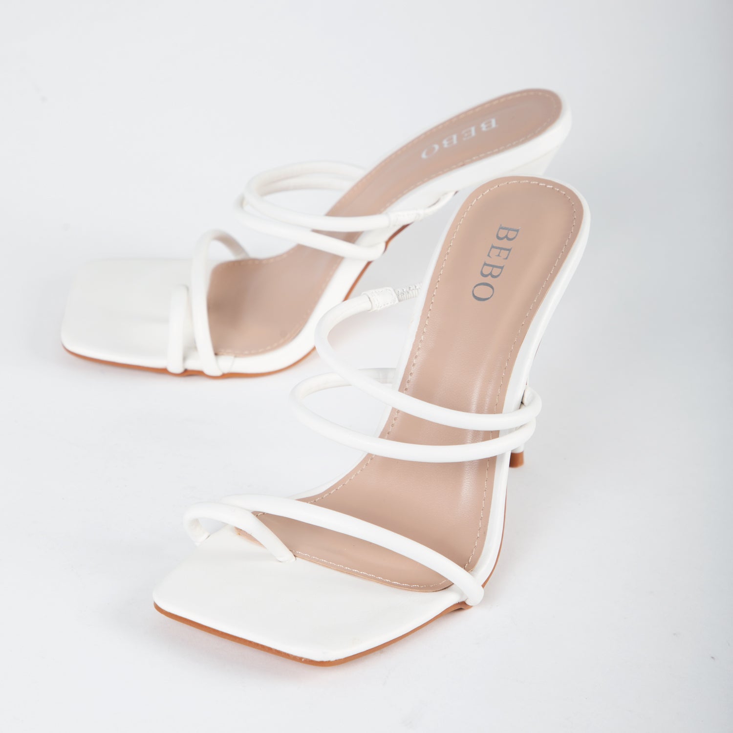 BEBO Martha Heeled Mule in White