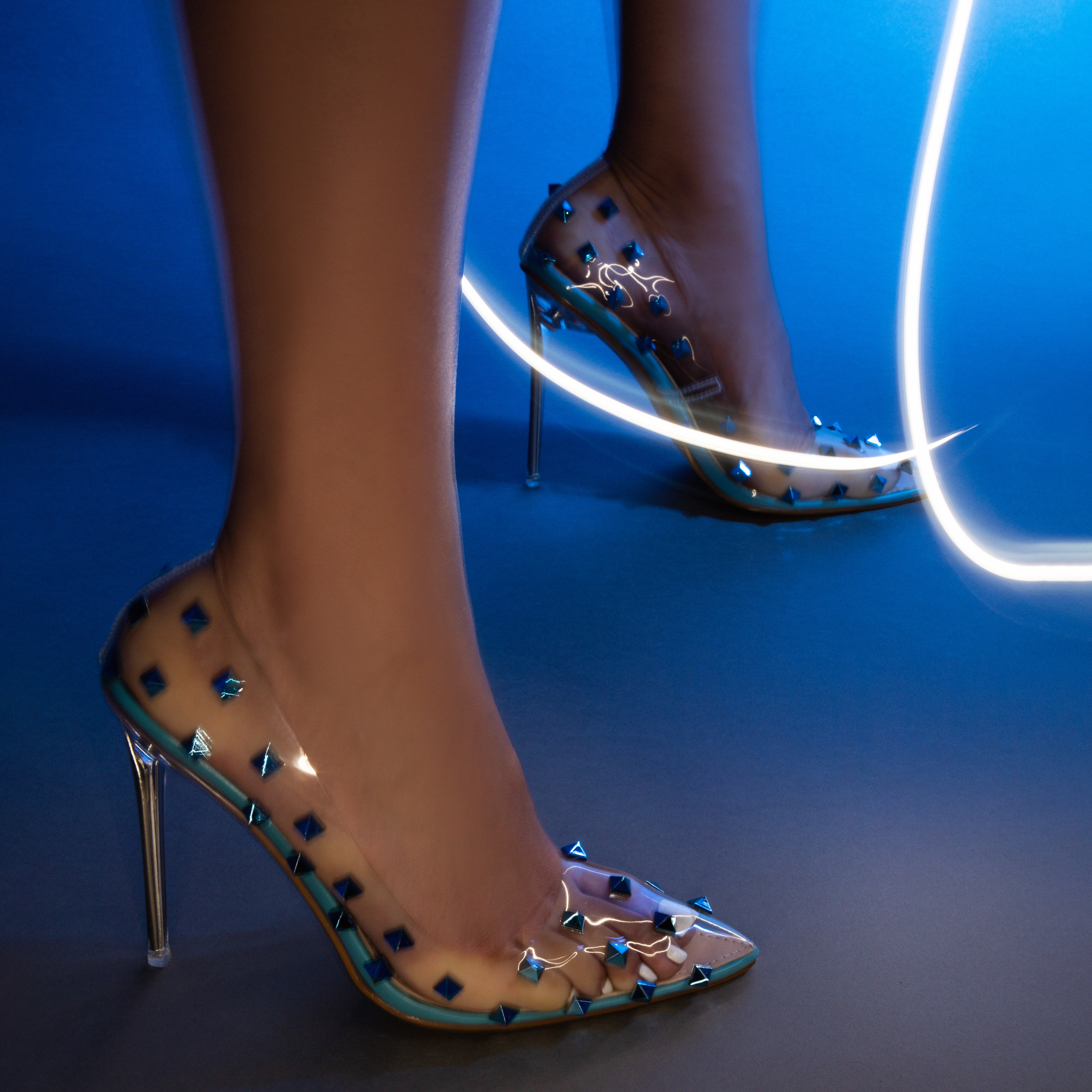 BEBO Mayra Perspex Court Shoe in Blue