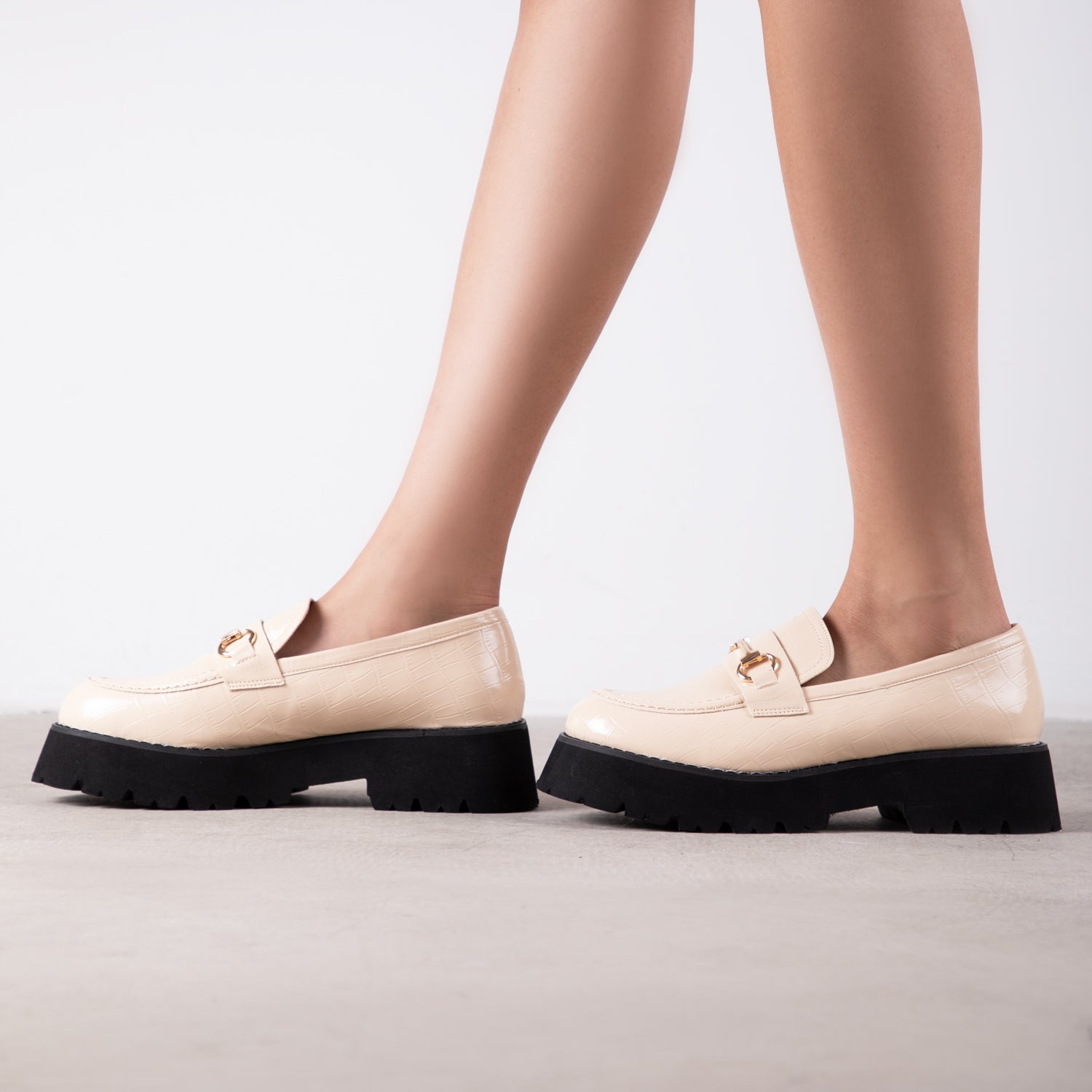 RAID Monster Chunky Flat Shoe in Nude Croc