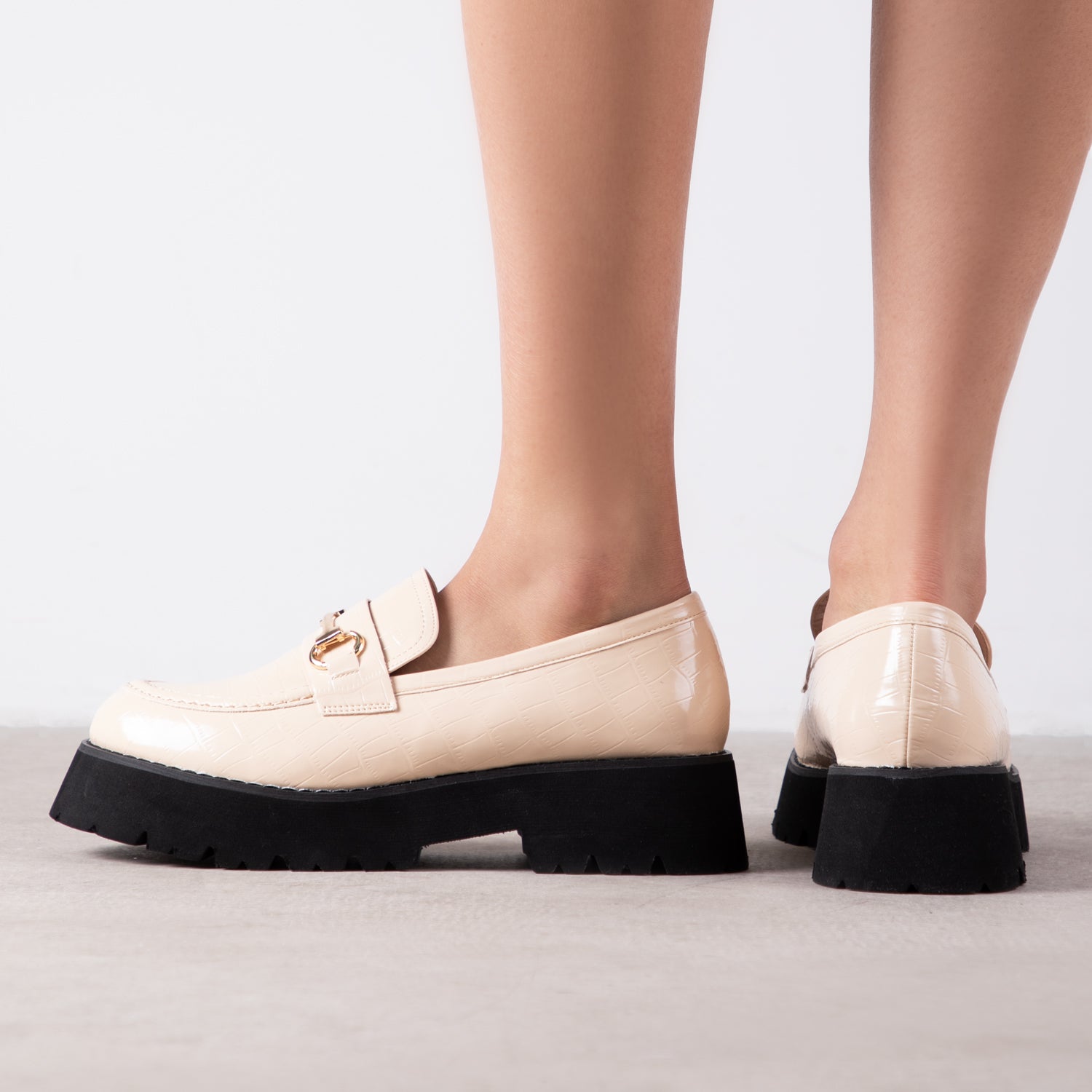 RAID Monster Chunky Flat Shoe in Nude Croc