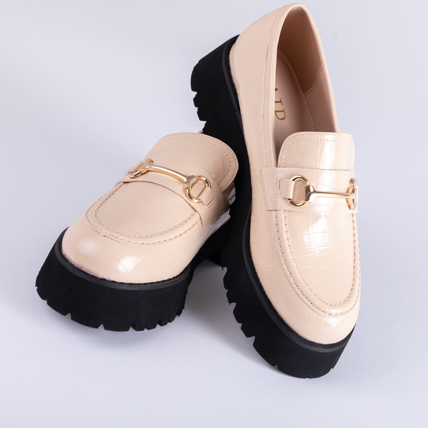 RAID Monster Chunky Flat Shoe in Nude Croc