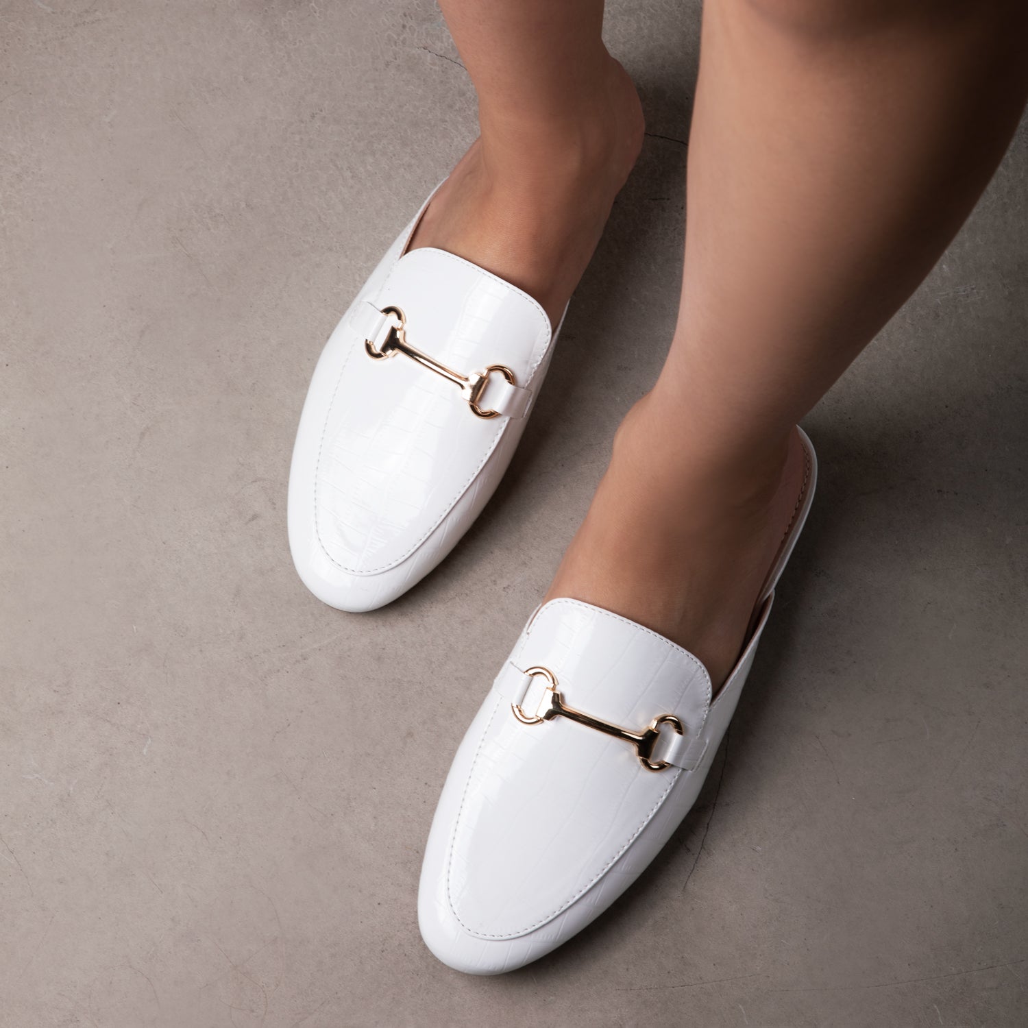 RAID Nancy Flat Mule in White Croc