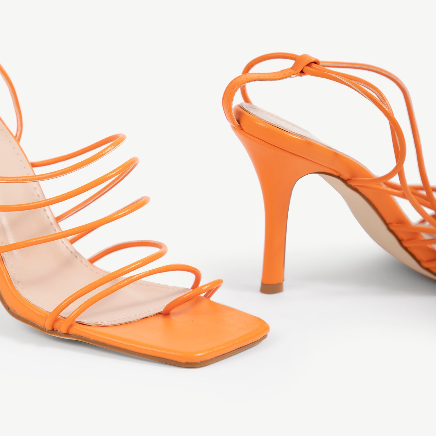RAID Olsen Multi Strap Lace Up Heels In Orange