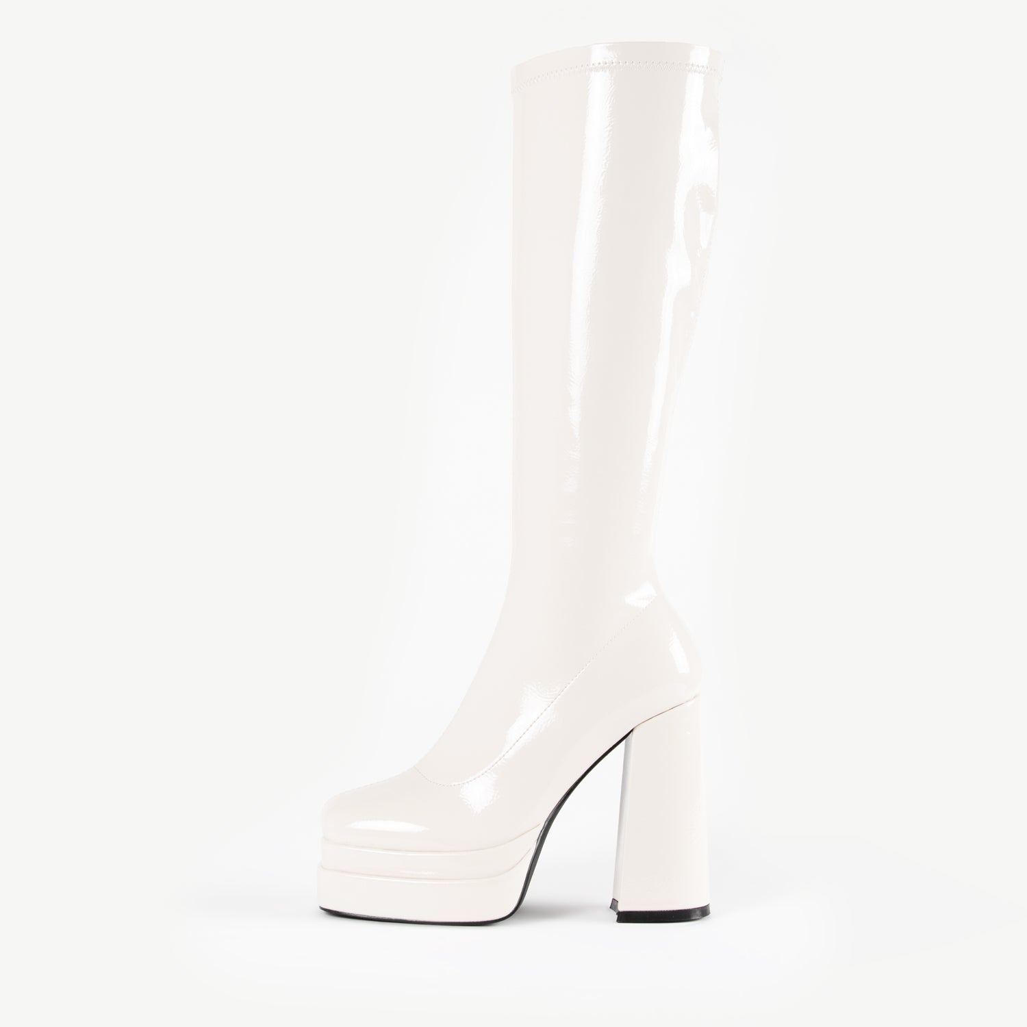 RAID Oriel Block Heeled Long Boot in Off White