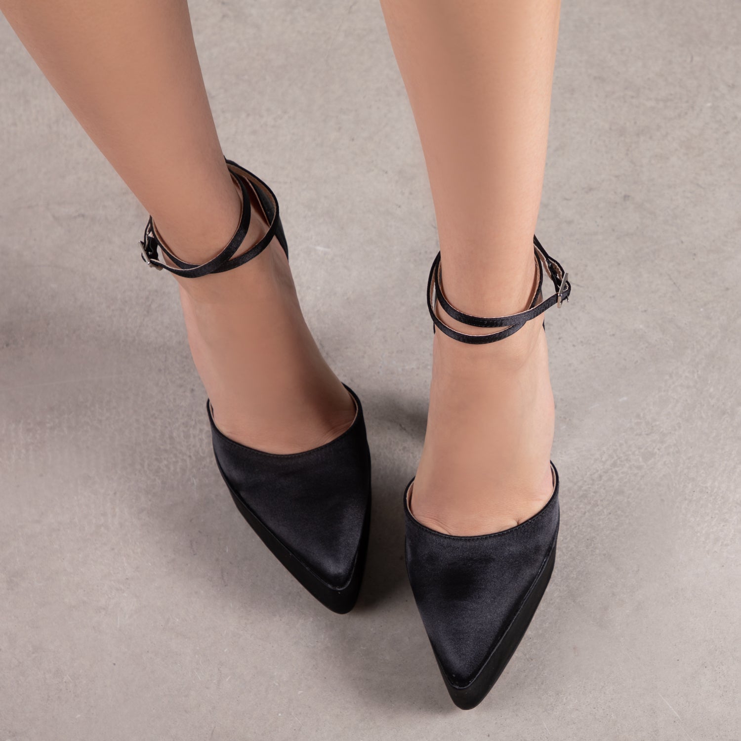 RAID Pearly Platform Heel Pump in Black Satin