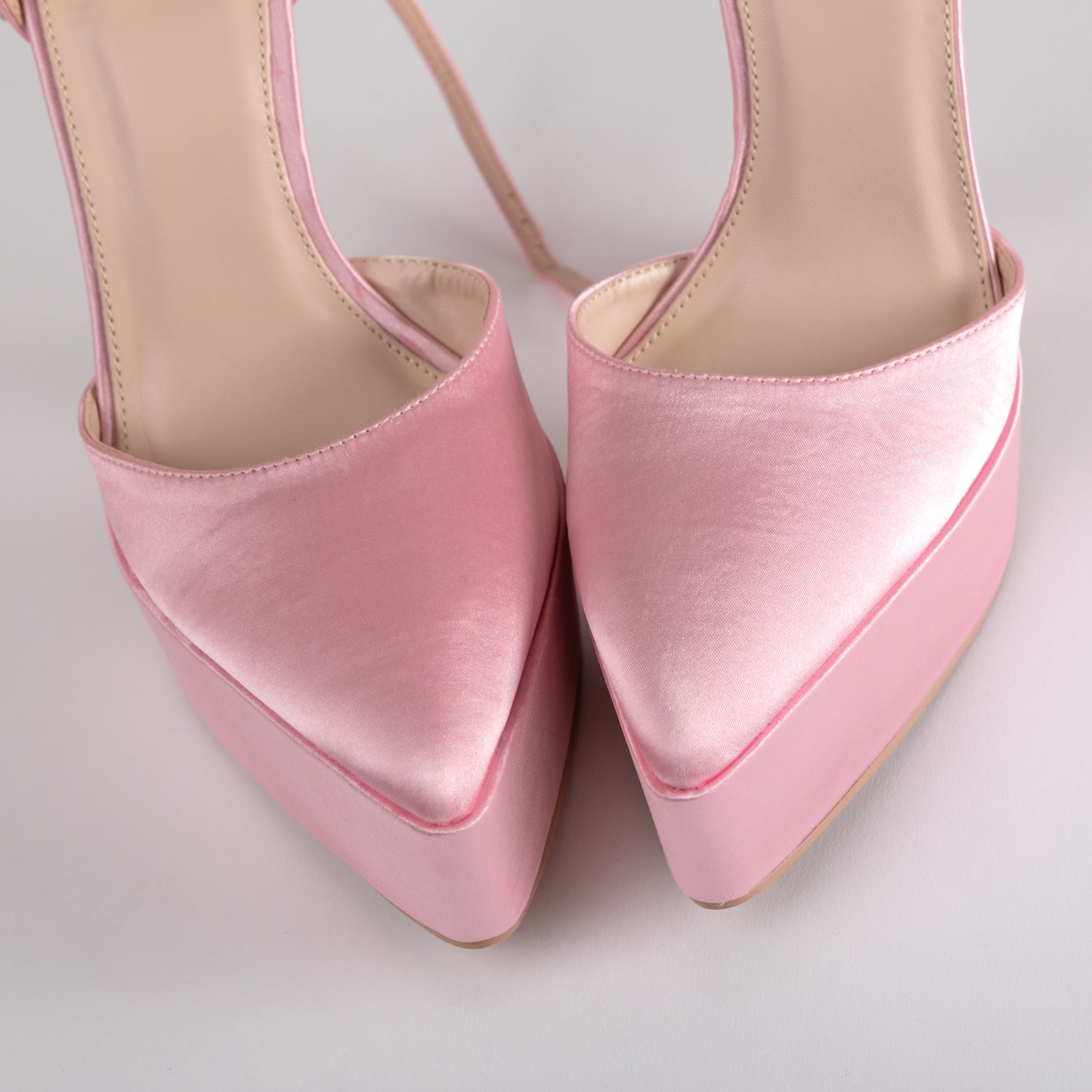 RAID Pearly Platform Heel Pump in Pink Satin