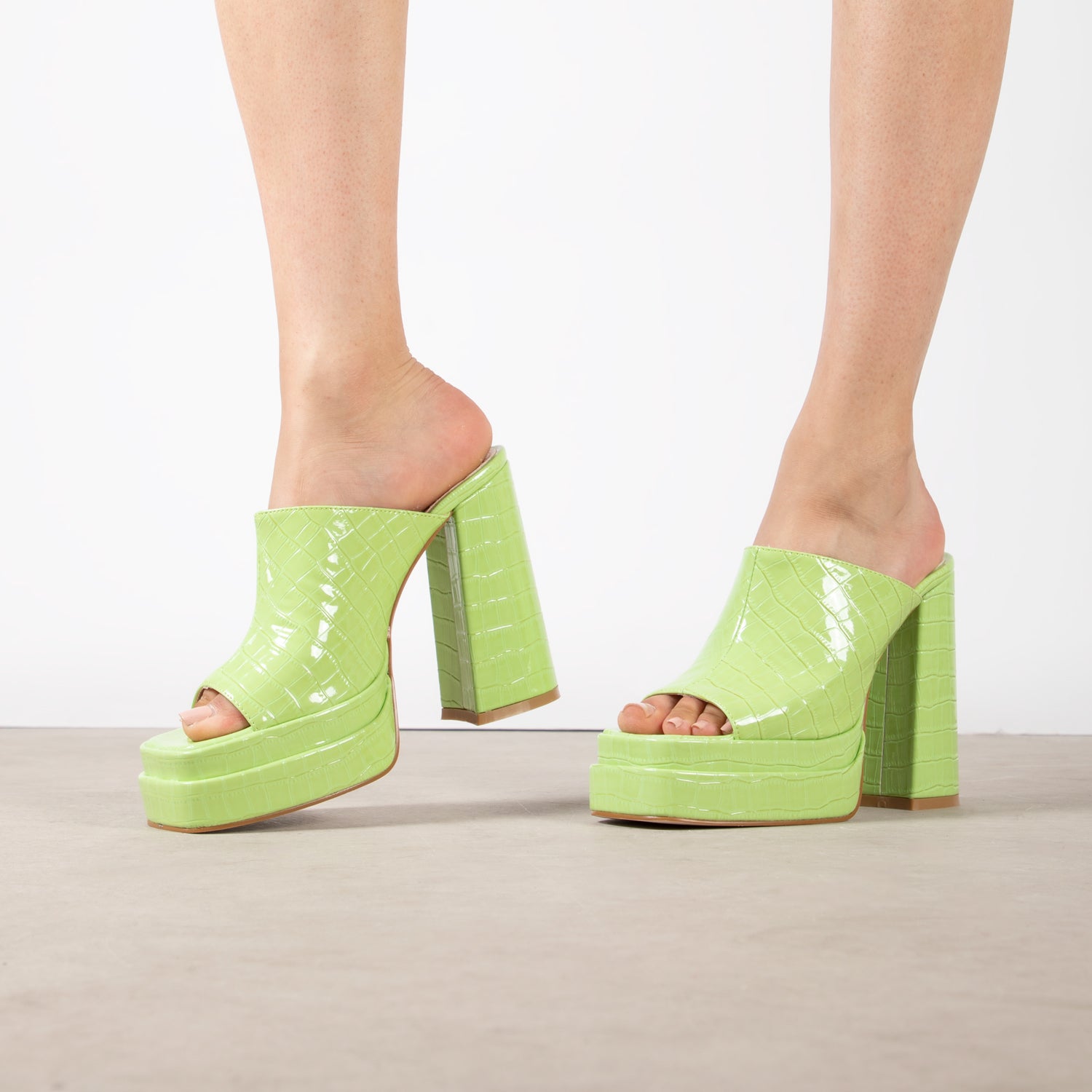 RAID Piya Platform Heeled Mule in Green