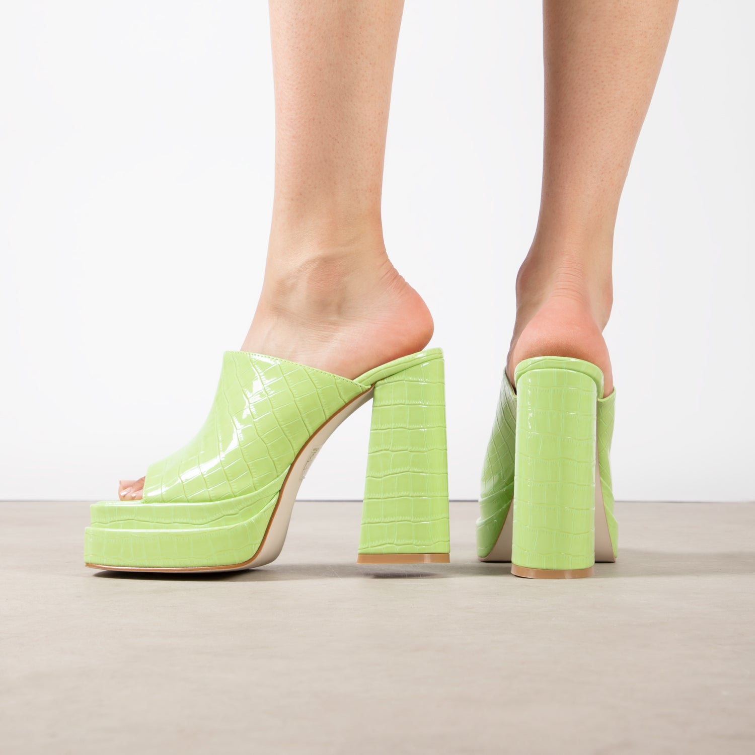 RAID Piya Platform Heeled Mule in Green