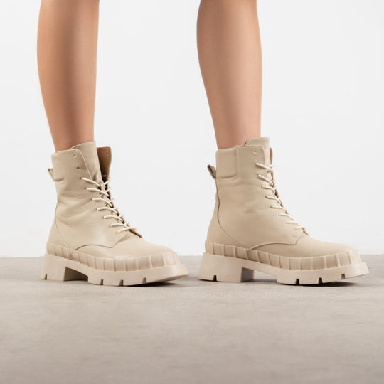 RAID Prestone Chunky Ankle Boot in Ecru