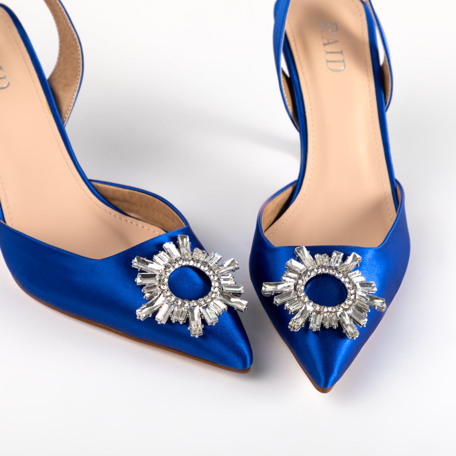 RAID Punam Heeled Slingback in Blue Satin