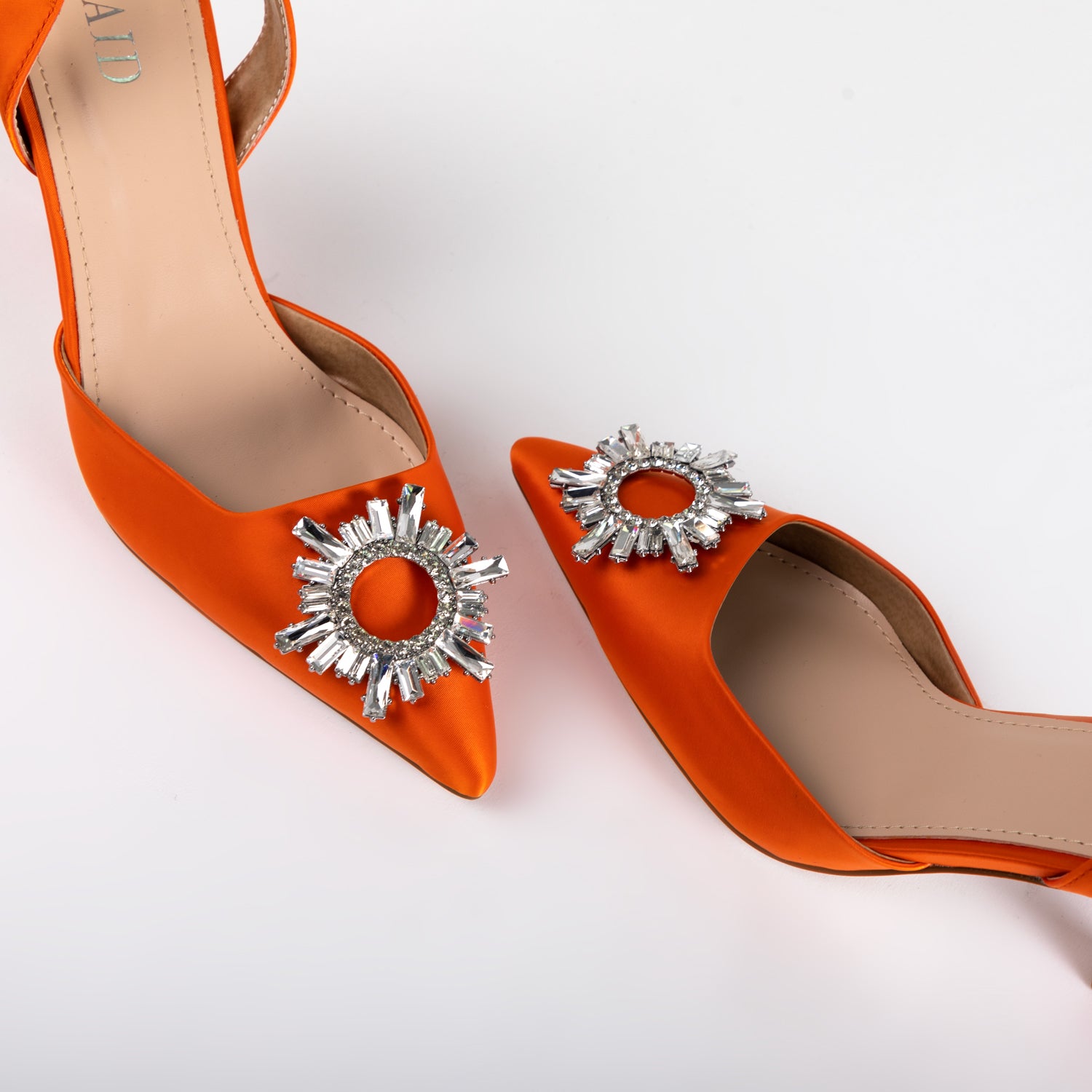 RAID Punam Heeled Slingback in Orange Satin